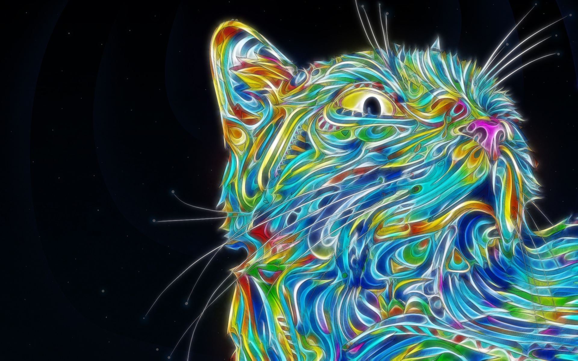 General 1920x1200 cats colorful Matei Apostolescu psychedelic Fractalius animals digital art mammals artwork
