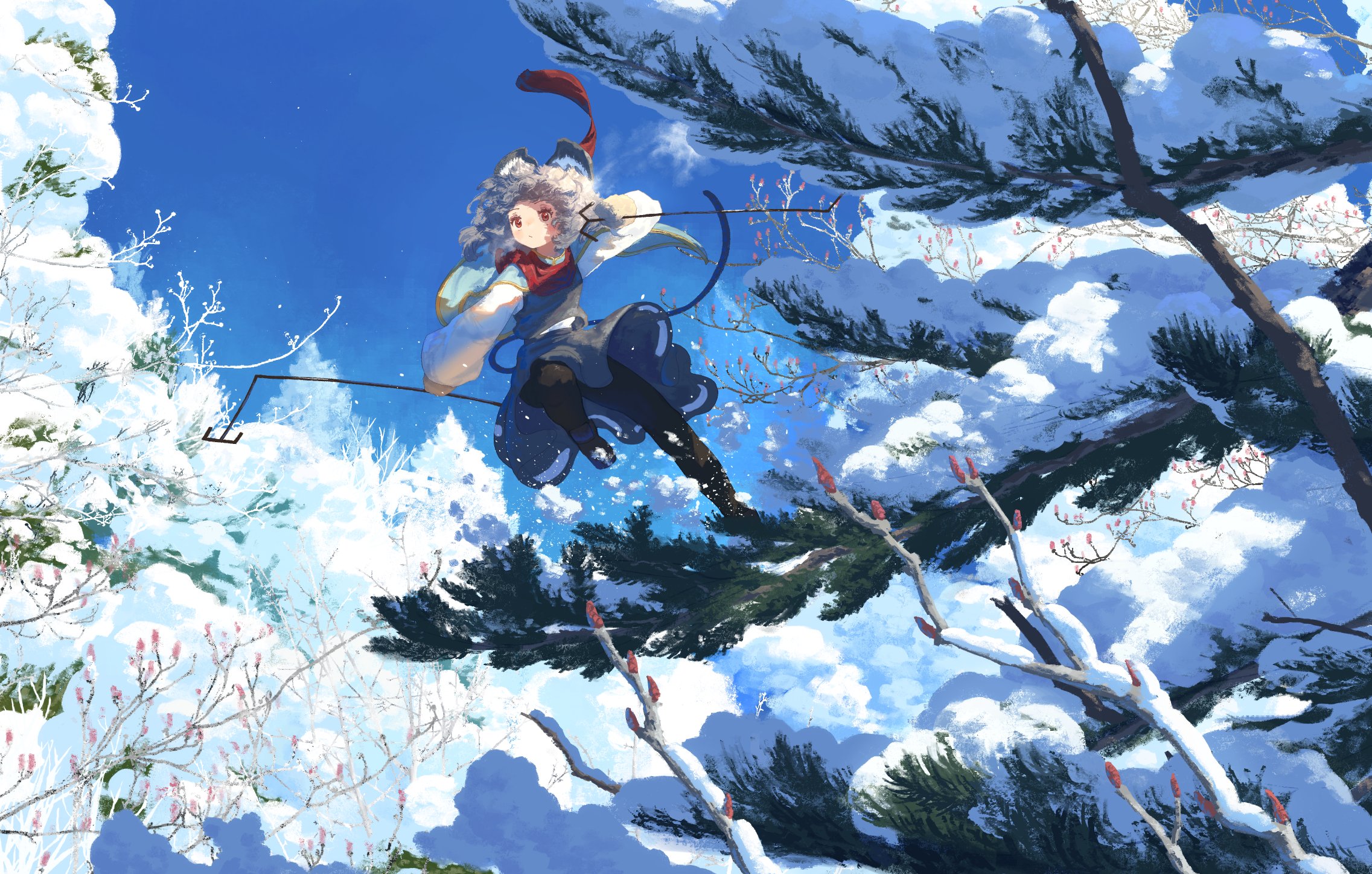 Anime 2273x1447 Touhou anime girls snow trees sky winter Nazrin