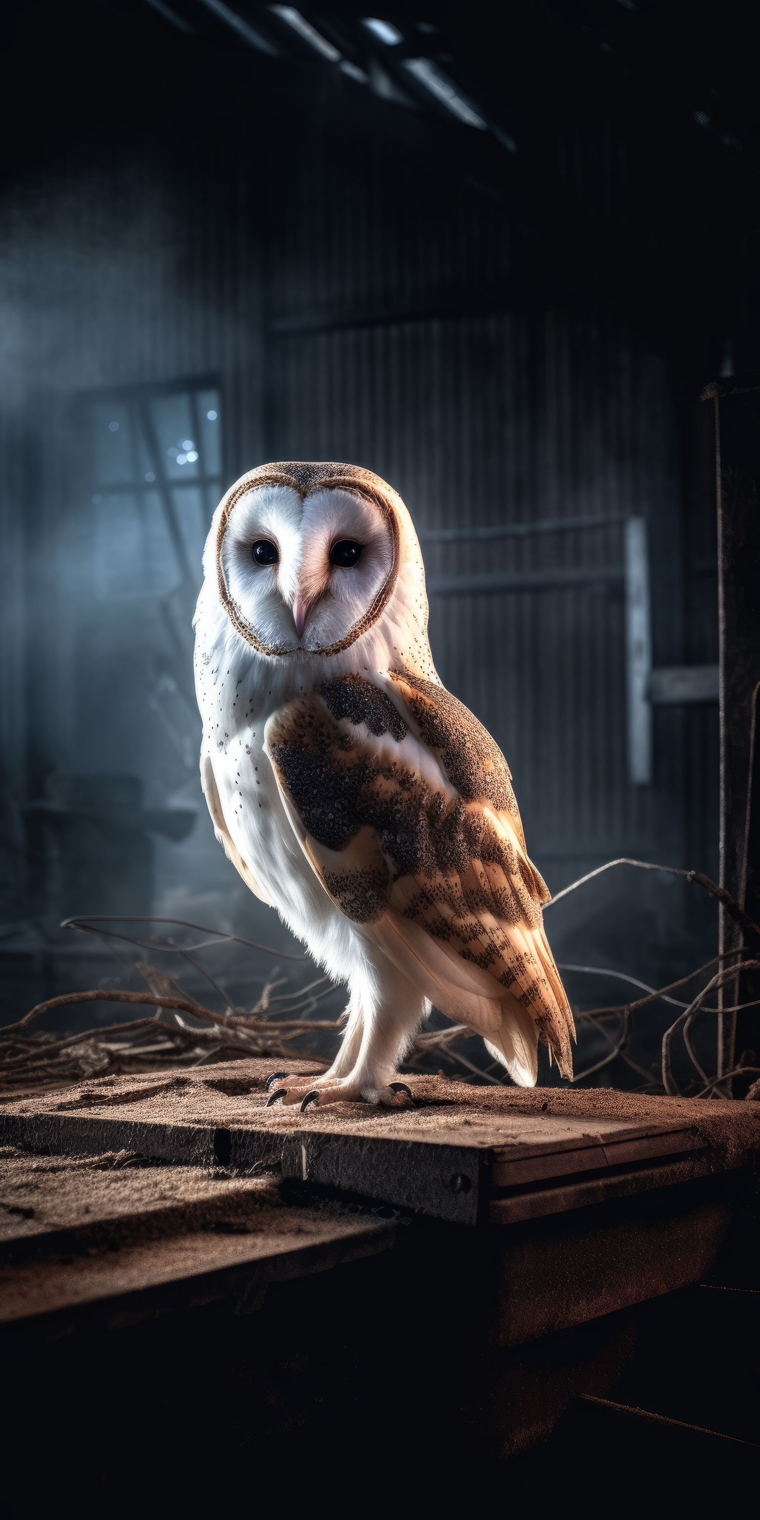 General 1536x3072 AI art portrait display barn owl owl animals looking at viewer