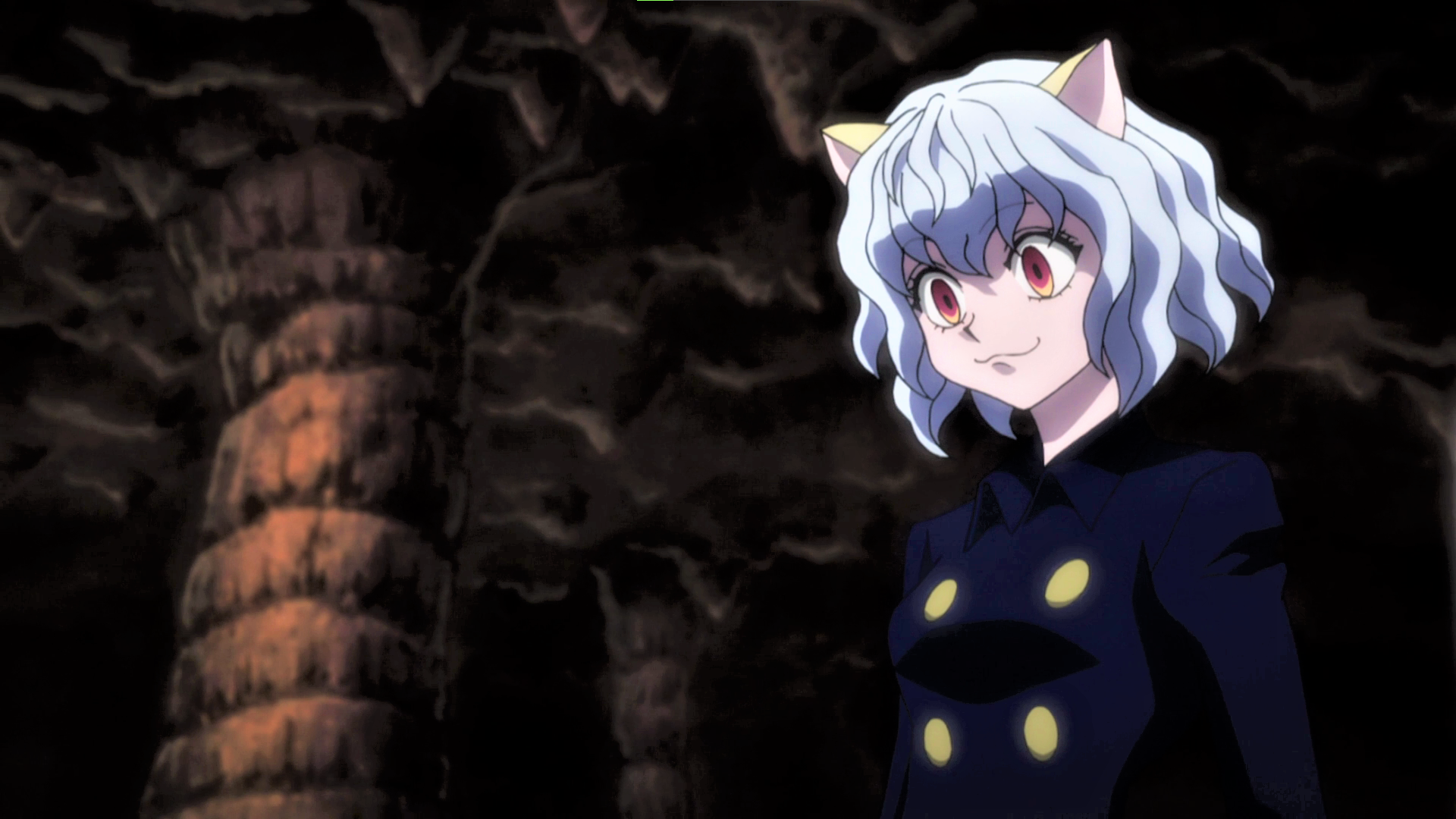 Anime 1920x1080 Neferpitou Hunter x Hunter white hair cat ears pink eyes smiling anime Anime screenshot anime girls cat girl short hair