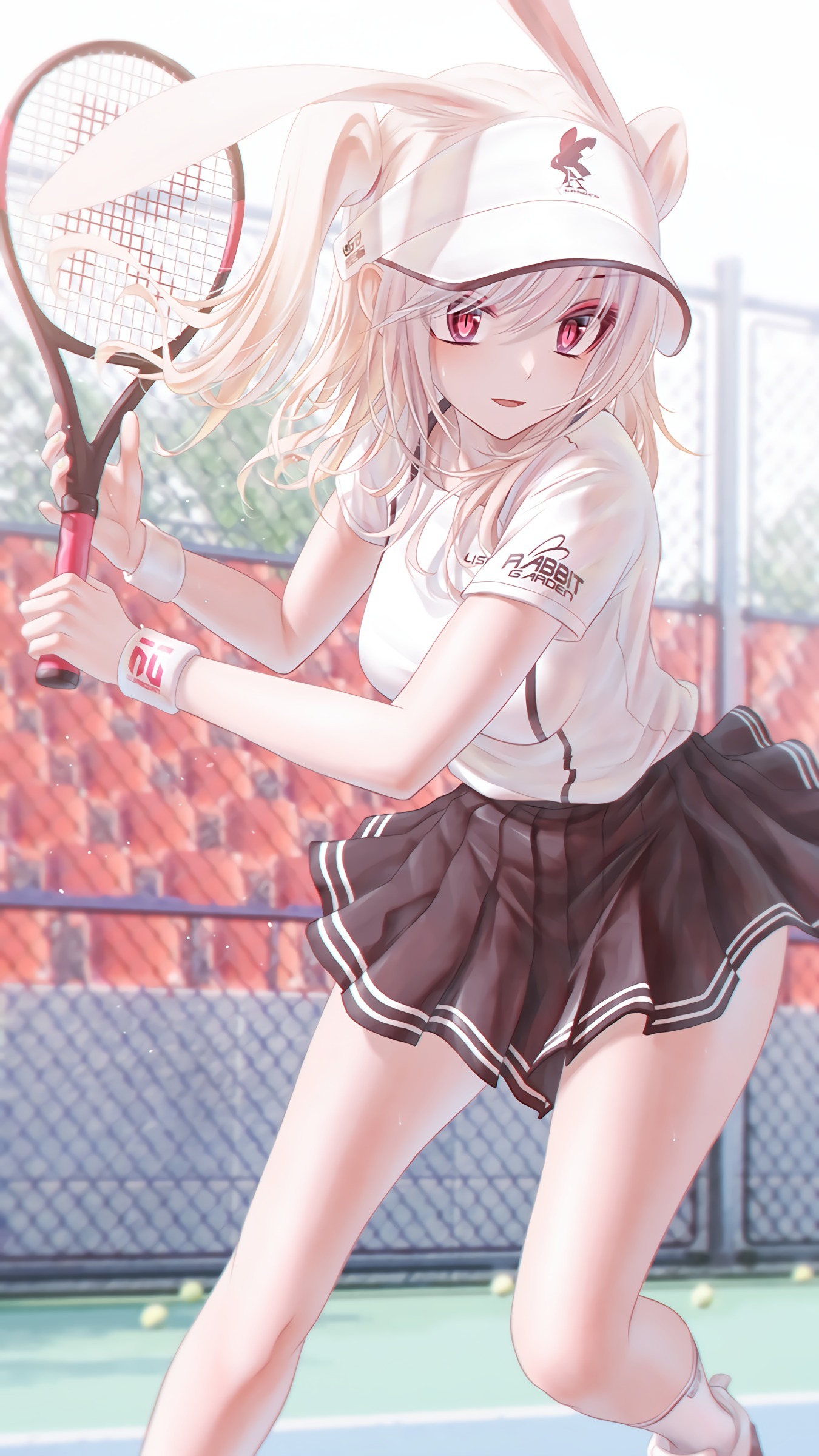 Anime 1350x2400 Bae.C anime girls portrait display bunny girl bunny ears tennis rackets tennis balls skirt