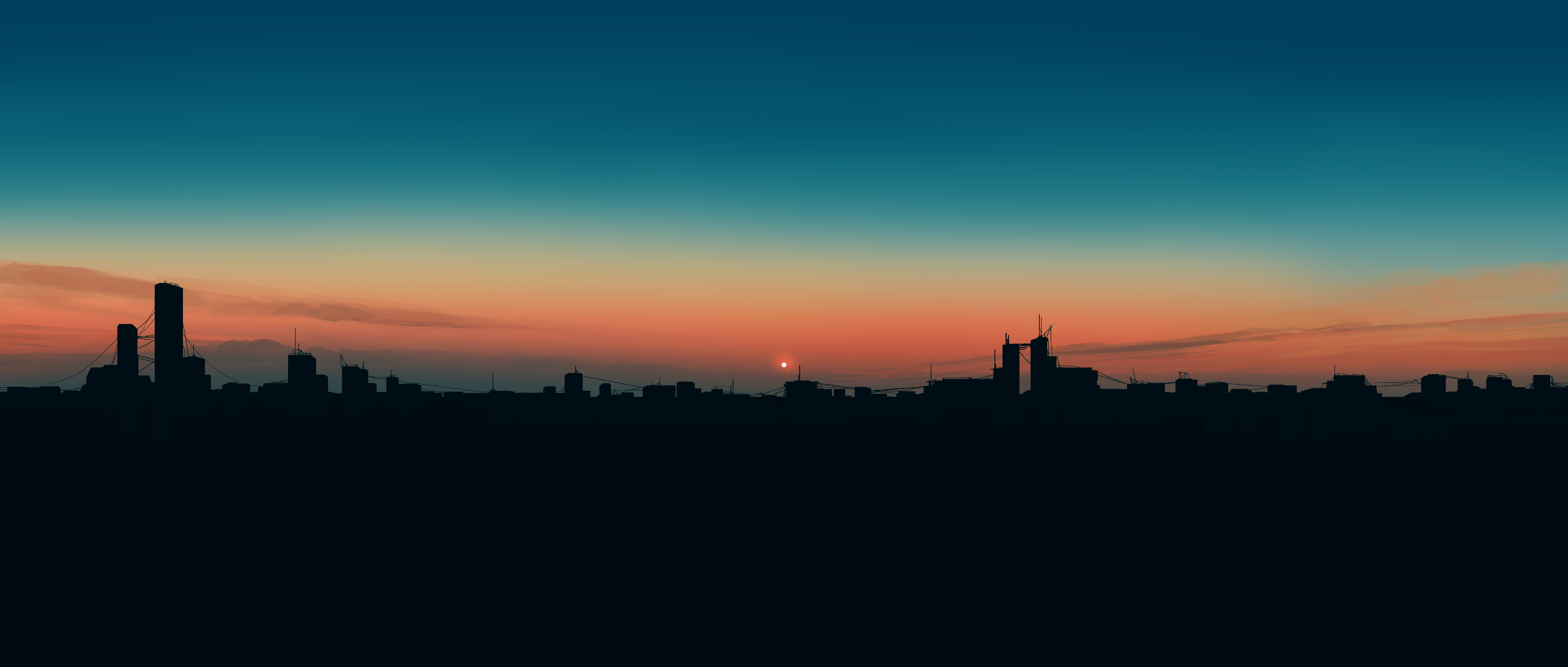 General 5640x2400 sunset city horizon Gracile sunset glow silhouette sky