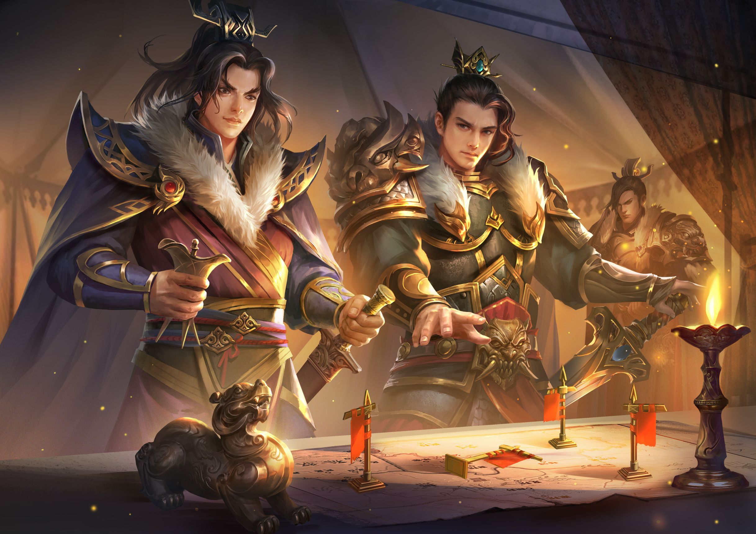 General 2436x1722 video game characters Three Kingdoms video games video game art video game men armor candles sword weapon
