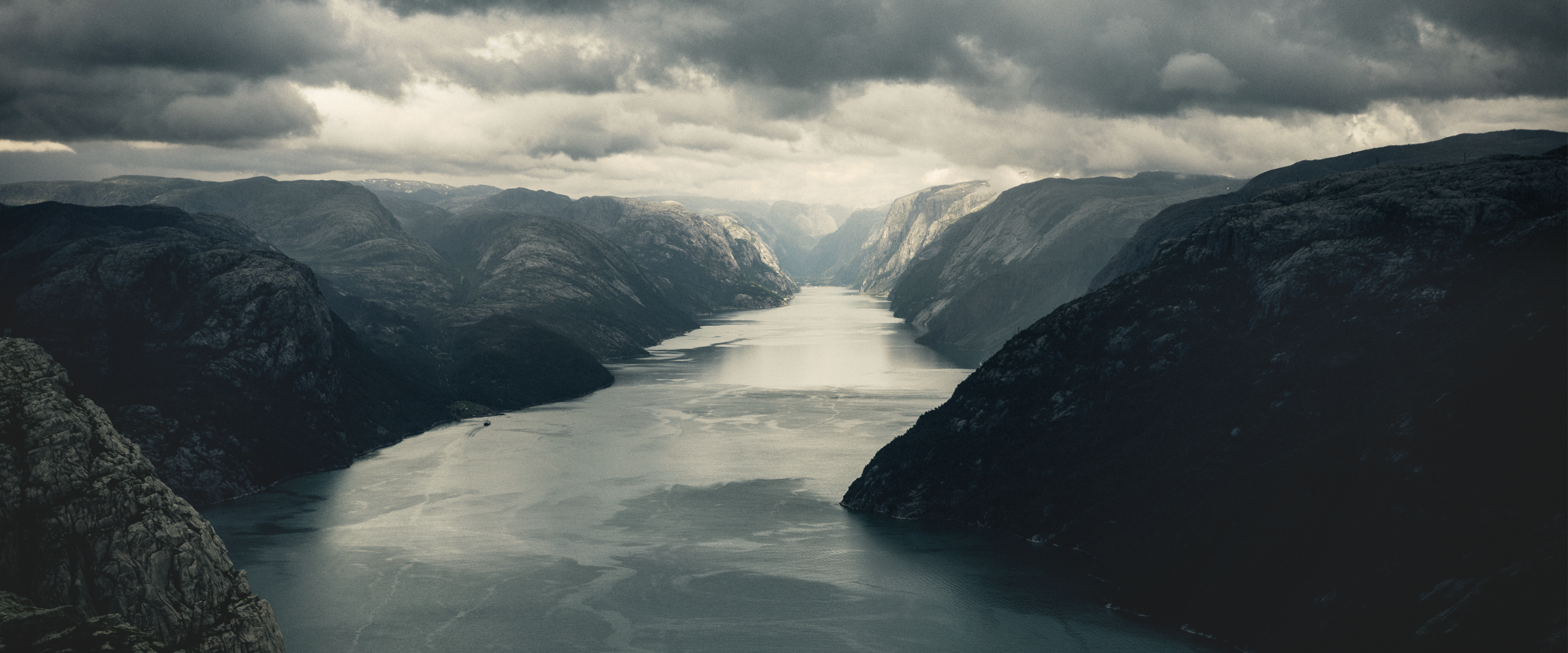 General 3840x1600 nature water clouds fjord Preikestolen Norway