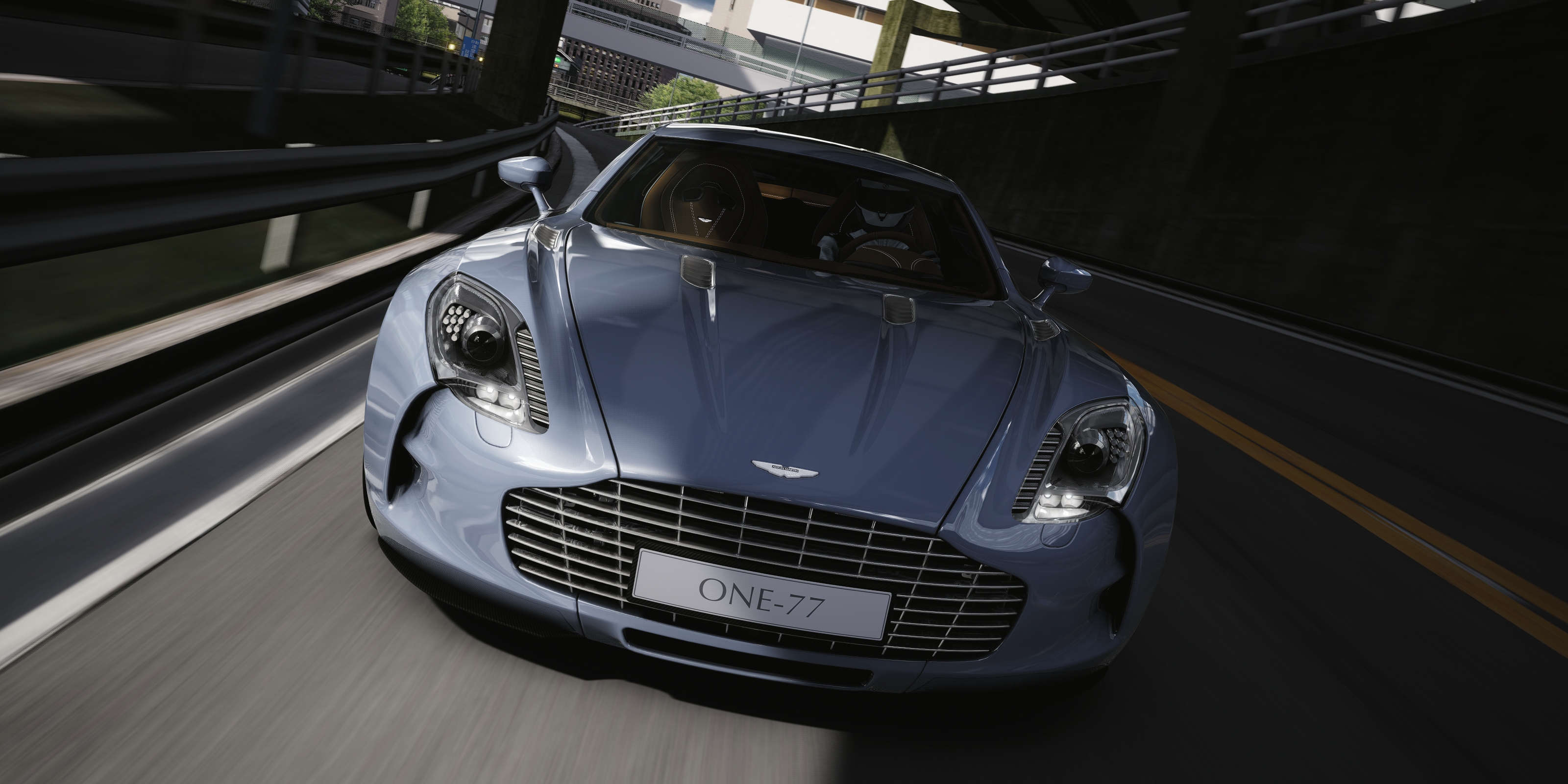General 3200x1600 Assetto Corsa car video games Aston Martin One 77 frontal view road licence plates CGI headlights video game art