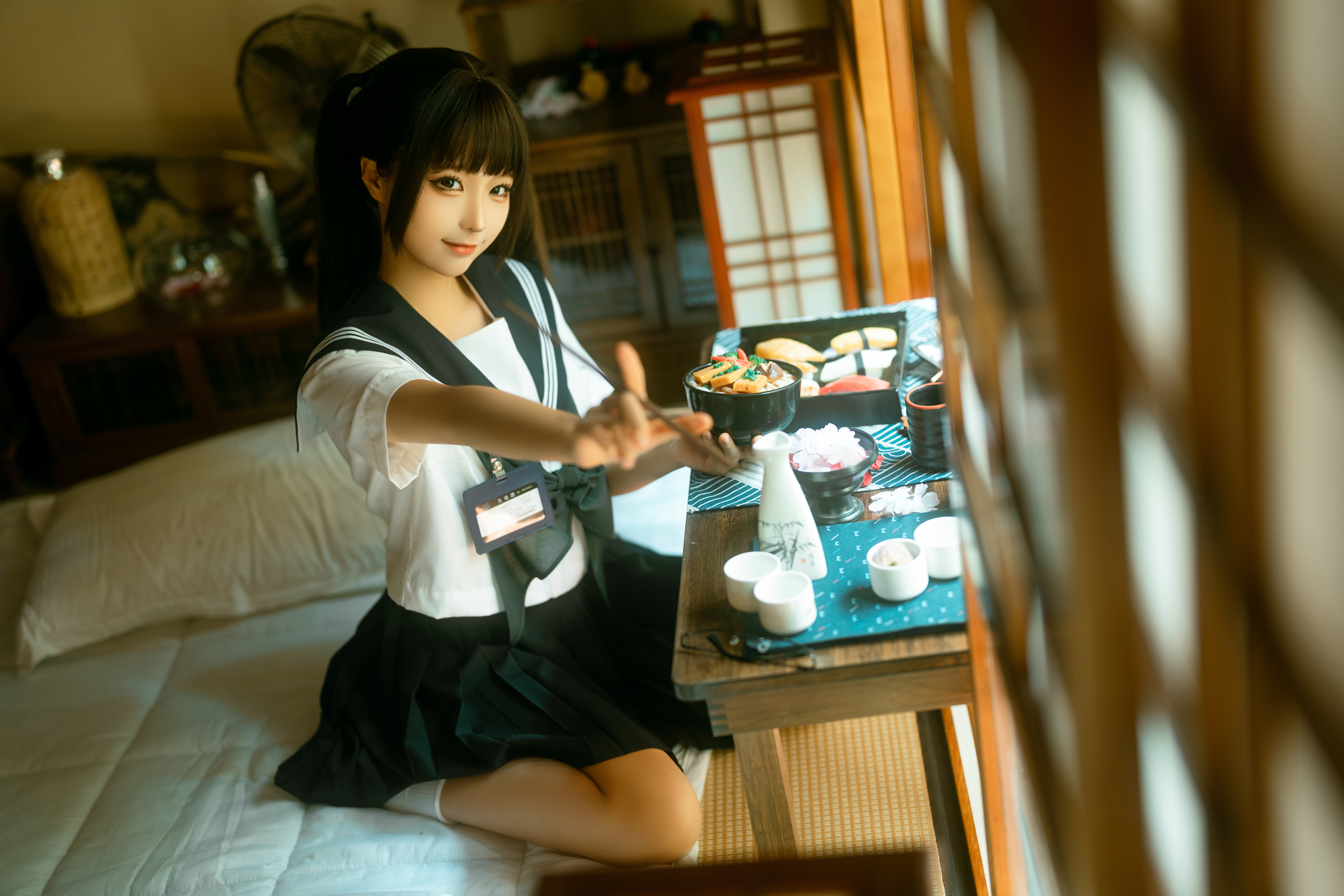 People 5500x3667 Chun Momo women model Asian cosplay schoolgirl twintails women indoors