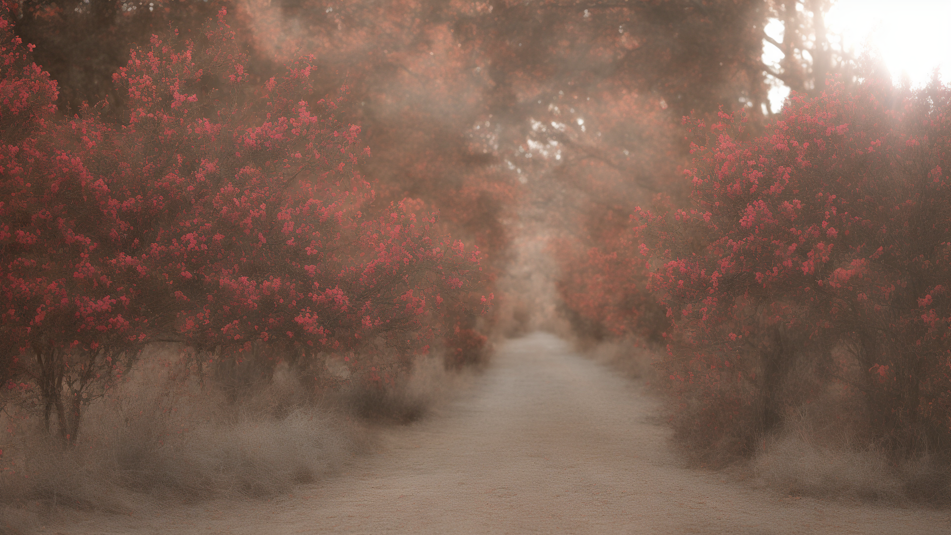 General 1920x1080 AI art painting mist forest dust trees digital art sunlight