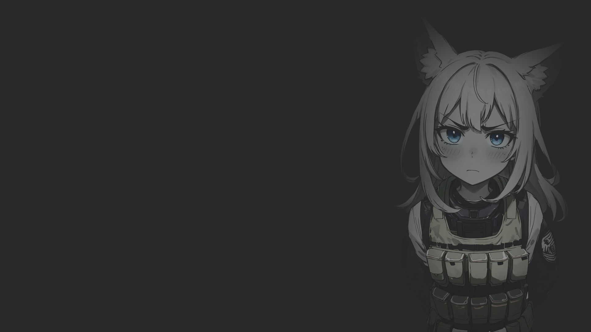 Anime 1920x1080 anime anime girls black background frown minimalism blushing simple background cat ears blue eyes cat girl looking at viewer