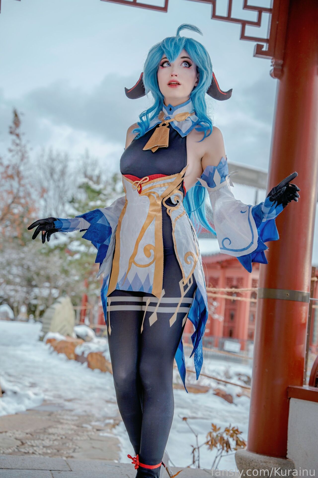 People 1280x1920 chisai cosplay cosplay model women Ganyu (Genshin Impact) Genshin Impact video games standing horns blue hair