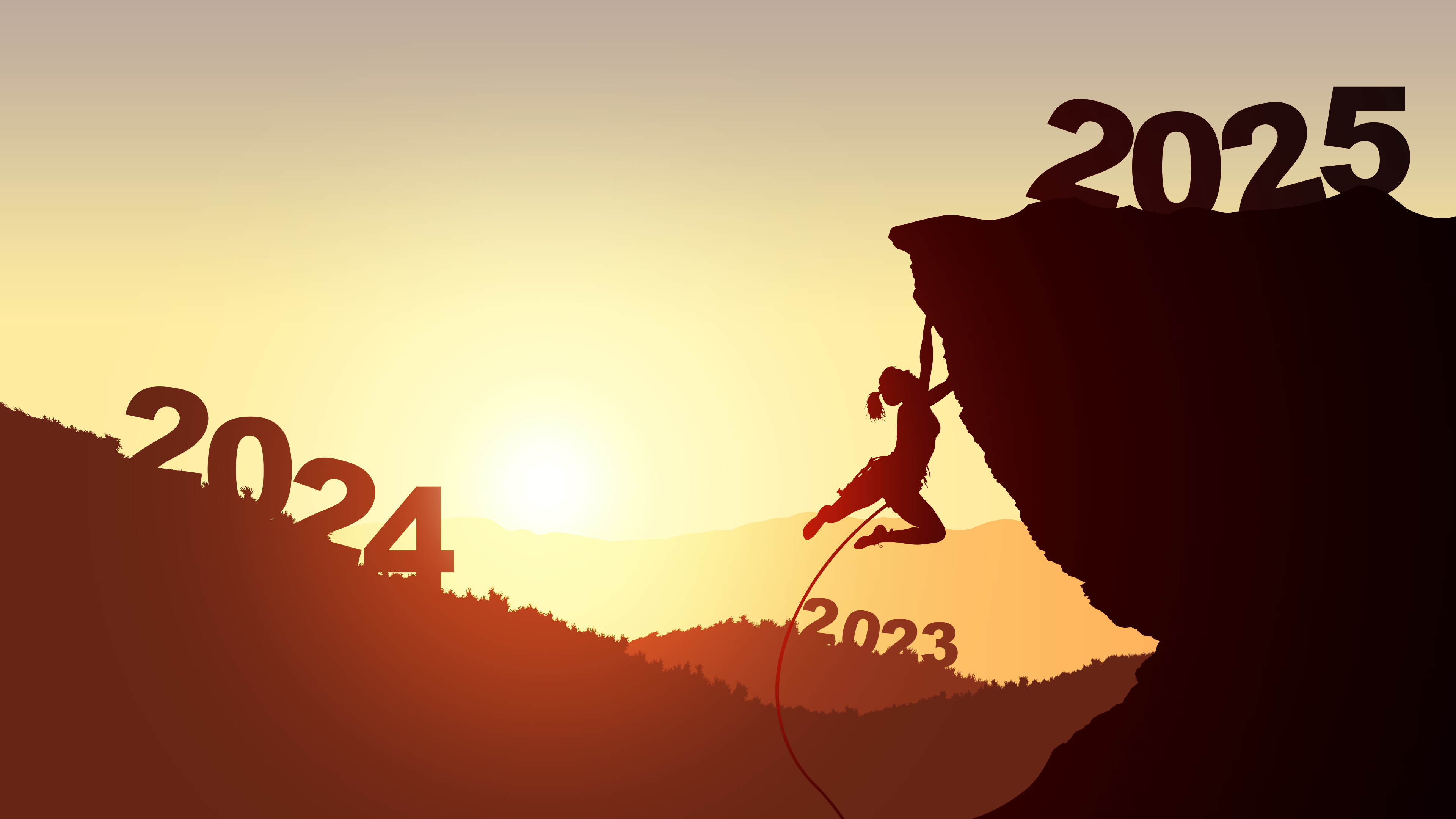 General 3840x2160 2025 (year) New Year silhouette climbing
