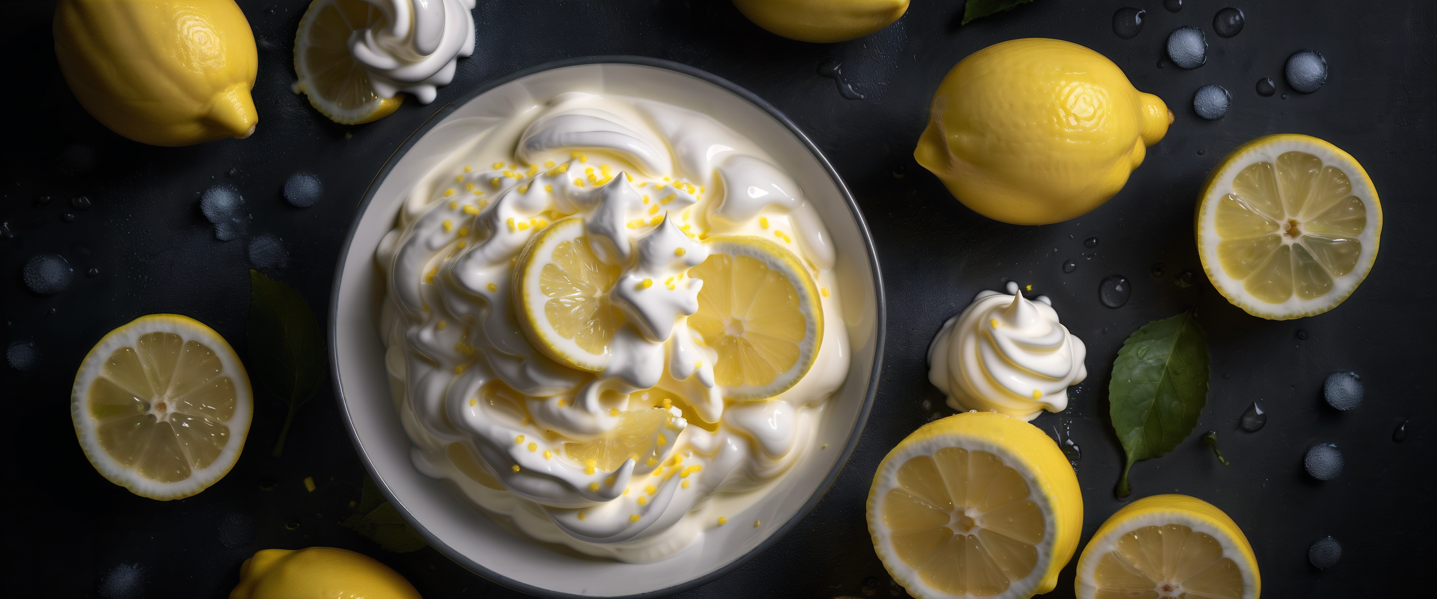 General 4608x1920 AI art Stable Diffusion lemon (fruit) food yellow ice cream fruit cream