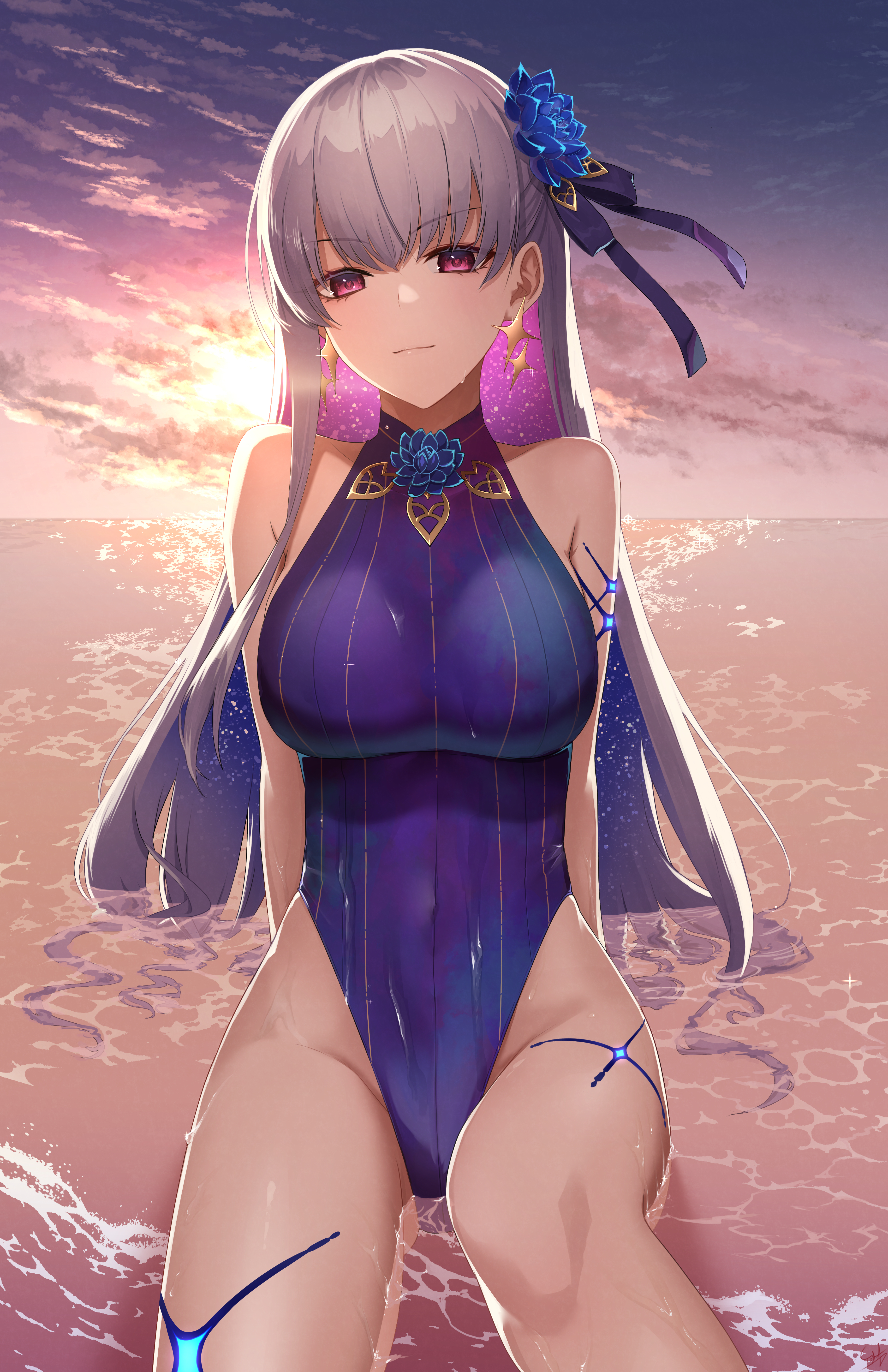 Anime 3701x5718 Fate series Fate/Grand Order anime girls water one-piece swimsuit big boobs Kama (Fate/Grand order)
