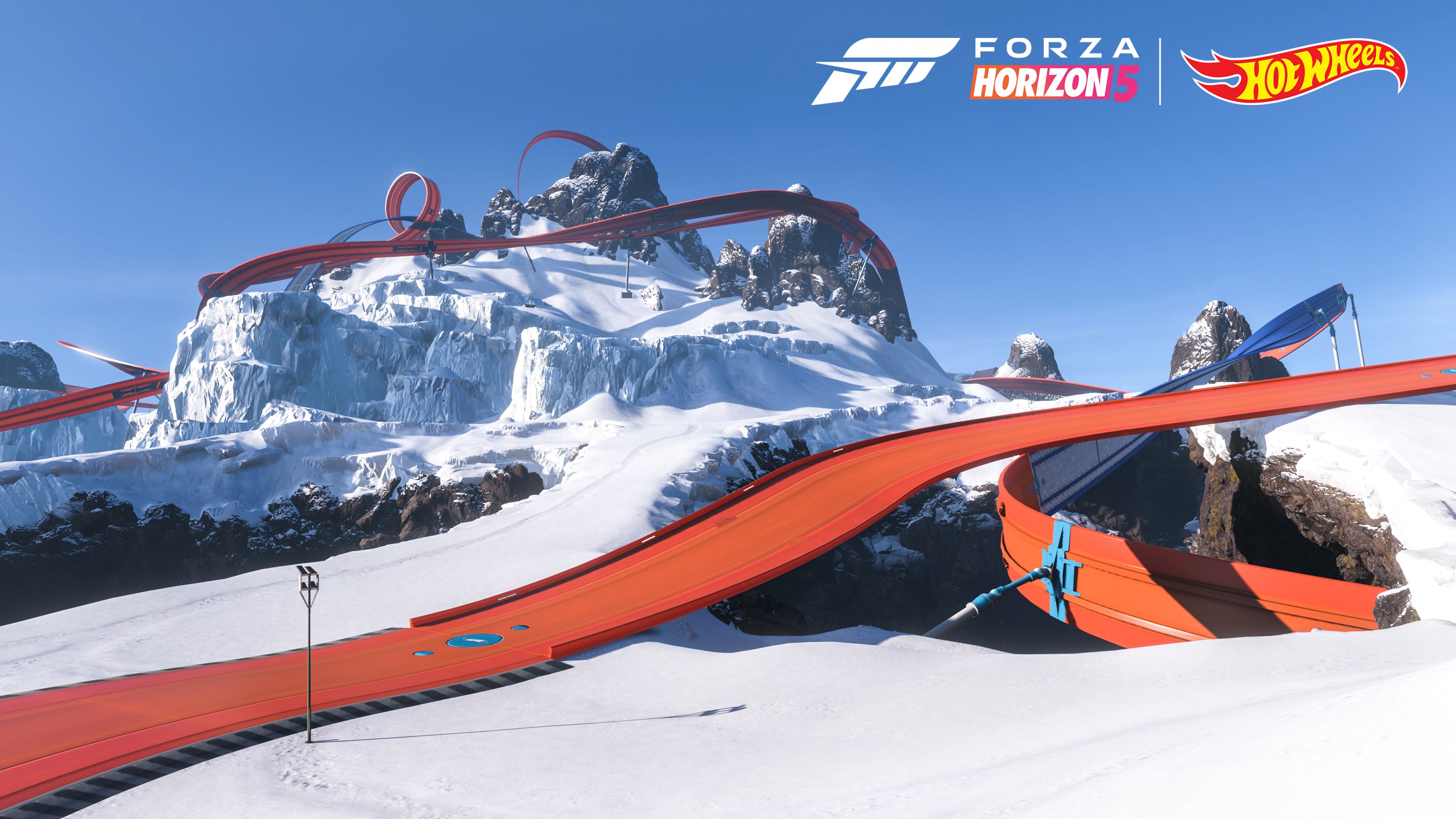 General 3840x2160 Forza Horizon 5 Hot Wheels video games watermarked CGI race tracks logo snow