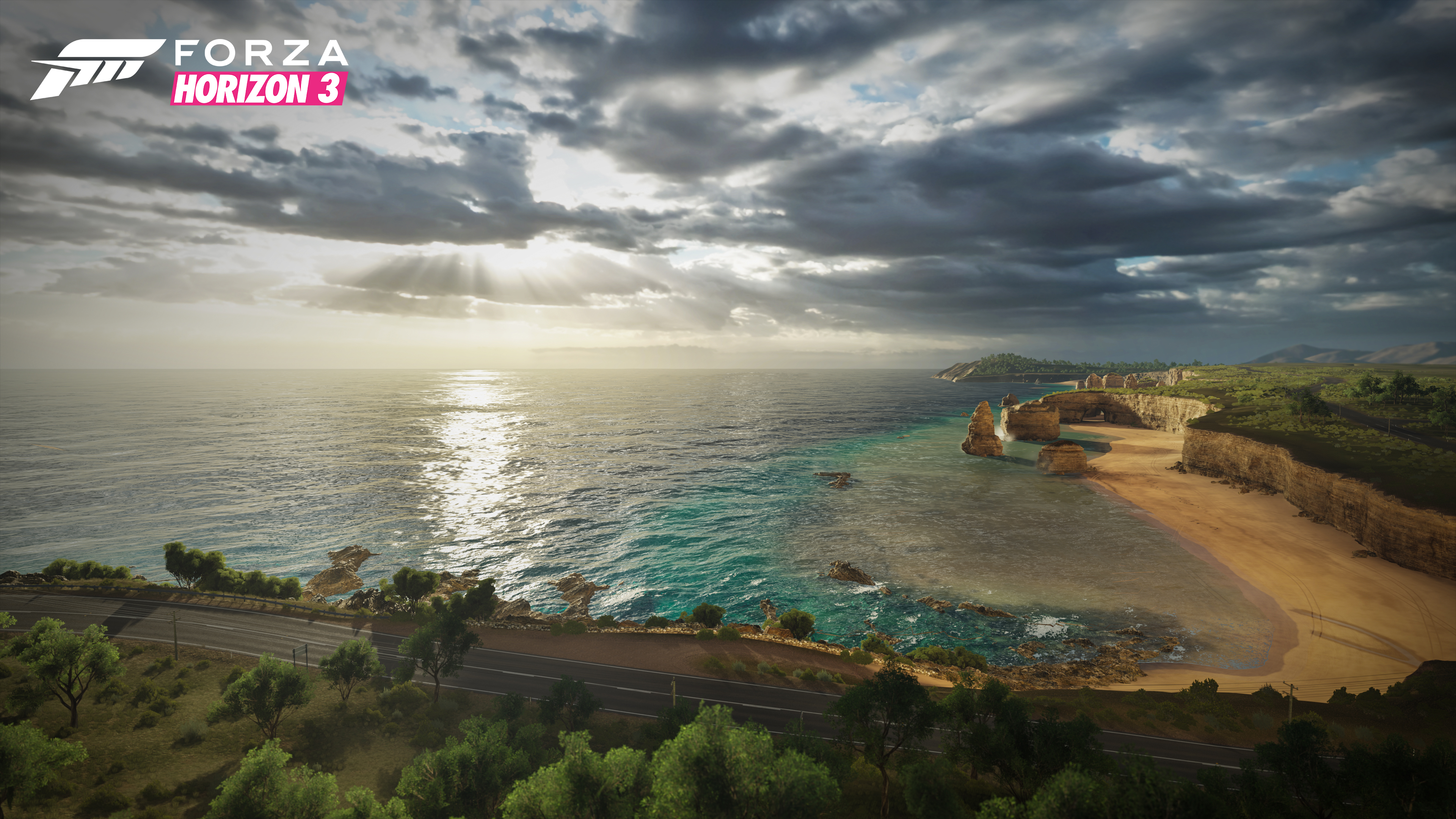 General 3840x2160 Forza Horizon 3 video games logo road clouds water CGI