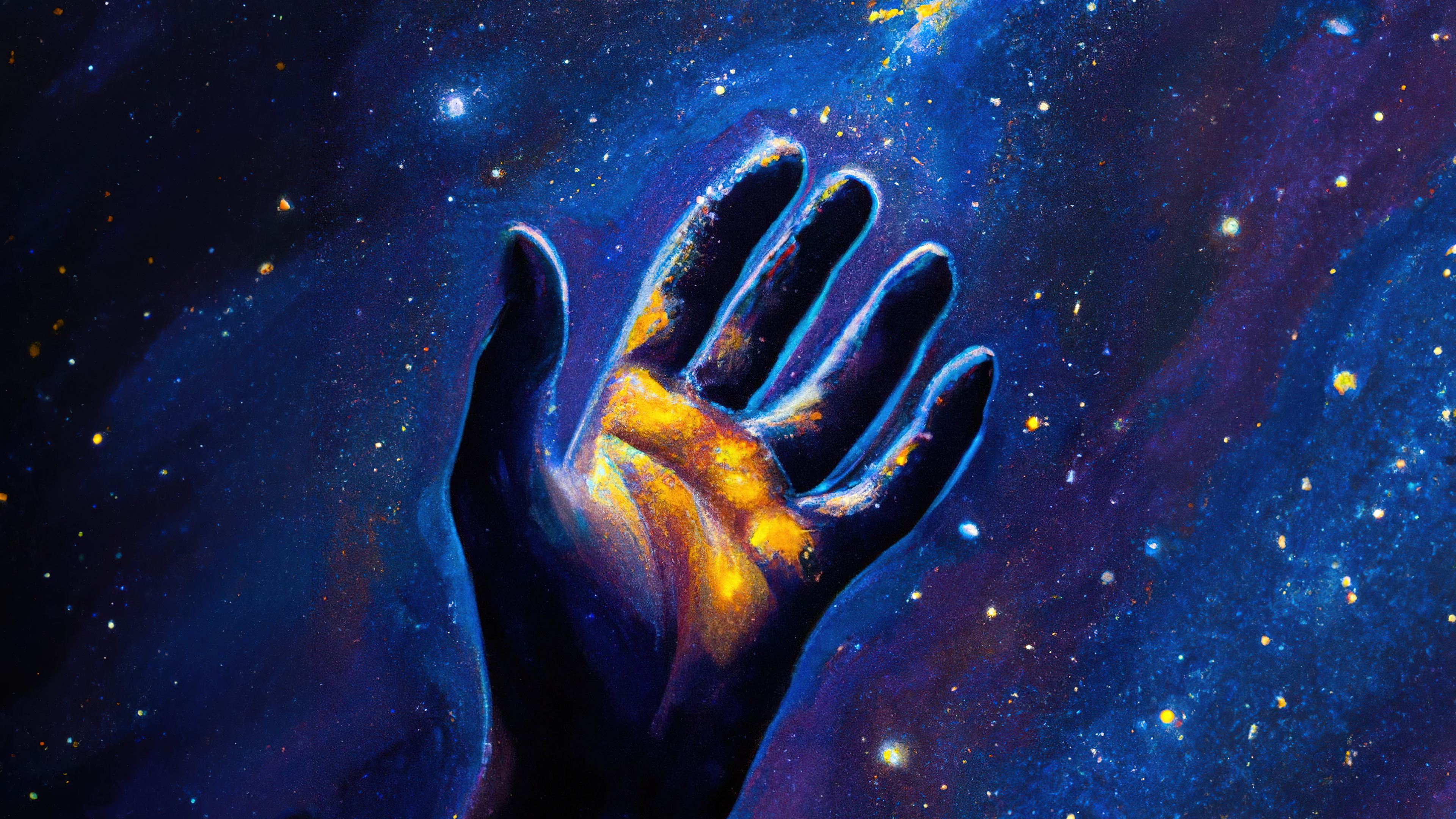General 3840x2160 AI art painting space space art stars universe hands