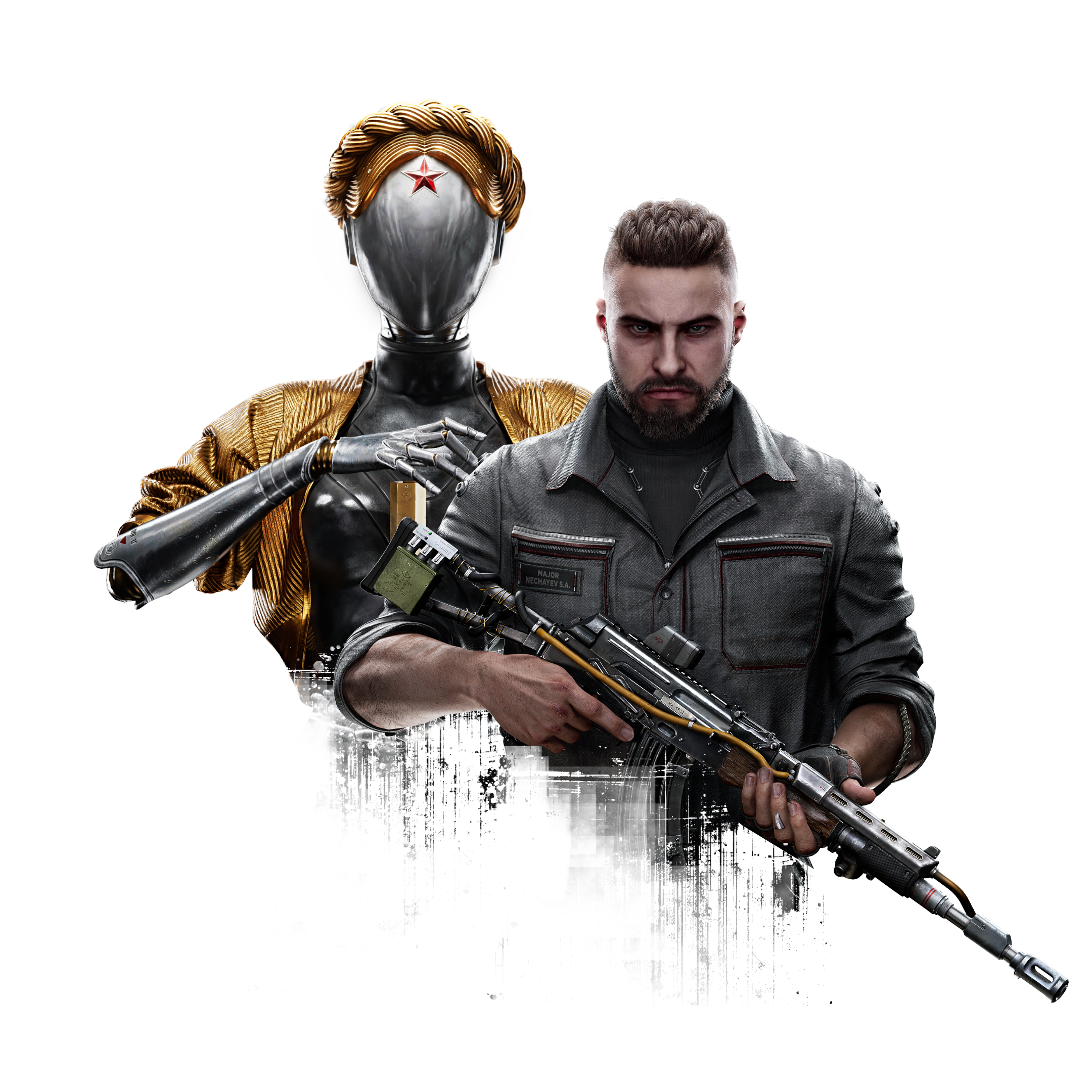 General 2160x2160 Atomic Heart robot PlayStation Xbox PC gaming video games video game characters minimalism simple background The Twins (Atomic Heart)