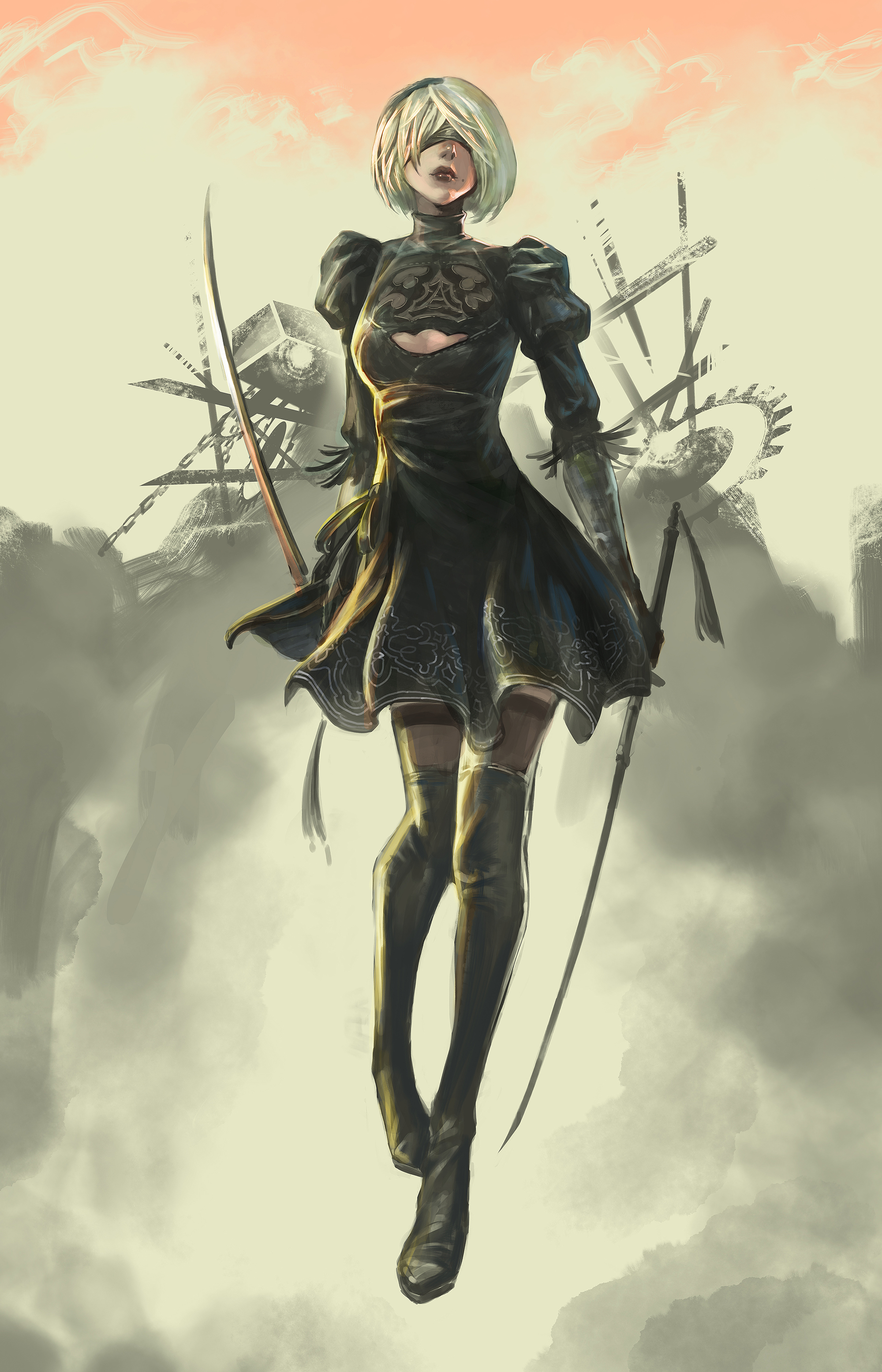 Anime 2000x3111 Yangmie Mieyi Nier: Automata 2B (Nier: Automata) video games video game girls video game characters anime girls