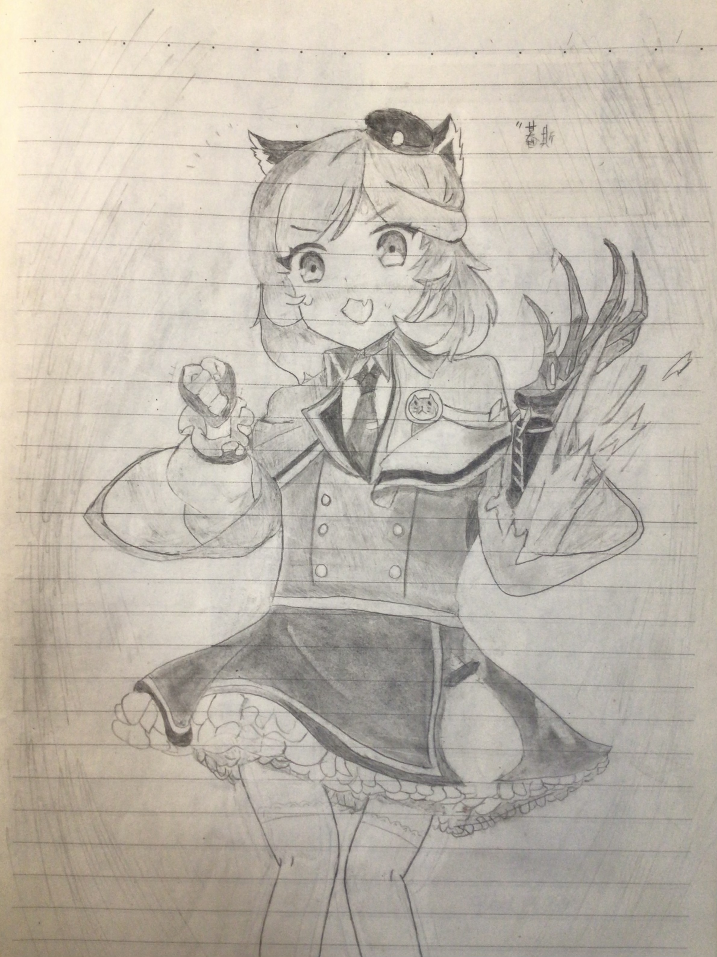 Anime 2380x3174 Arknights cat girl （mousse）arknights drawing pencil drawing portrait display anime girls uniform animal ears