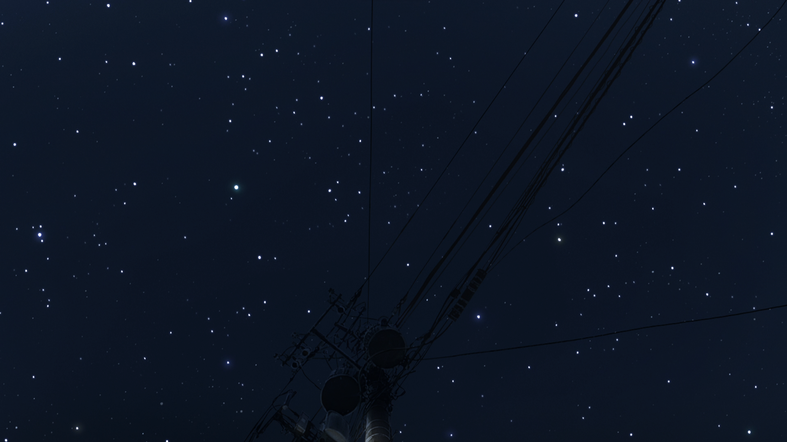 Anime 2560x1440 screen shot power lines night sky stars starry night sky