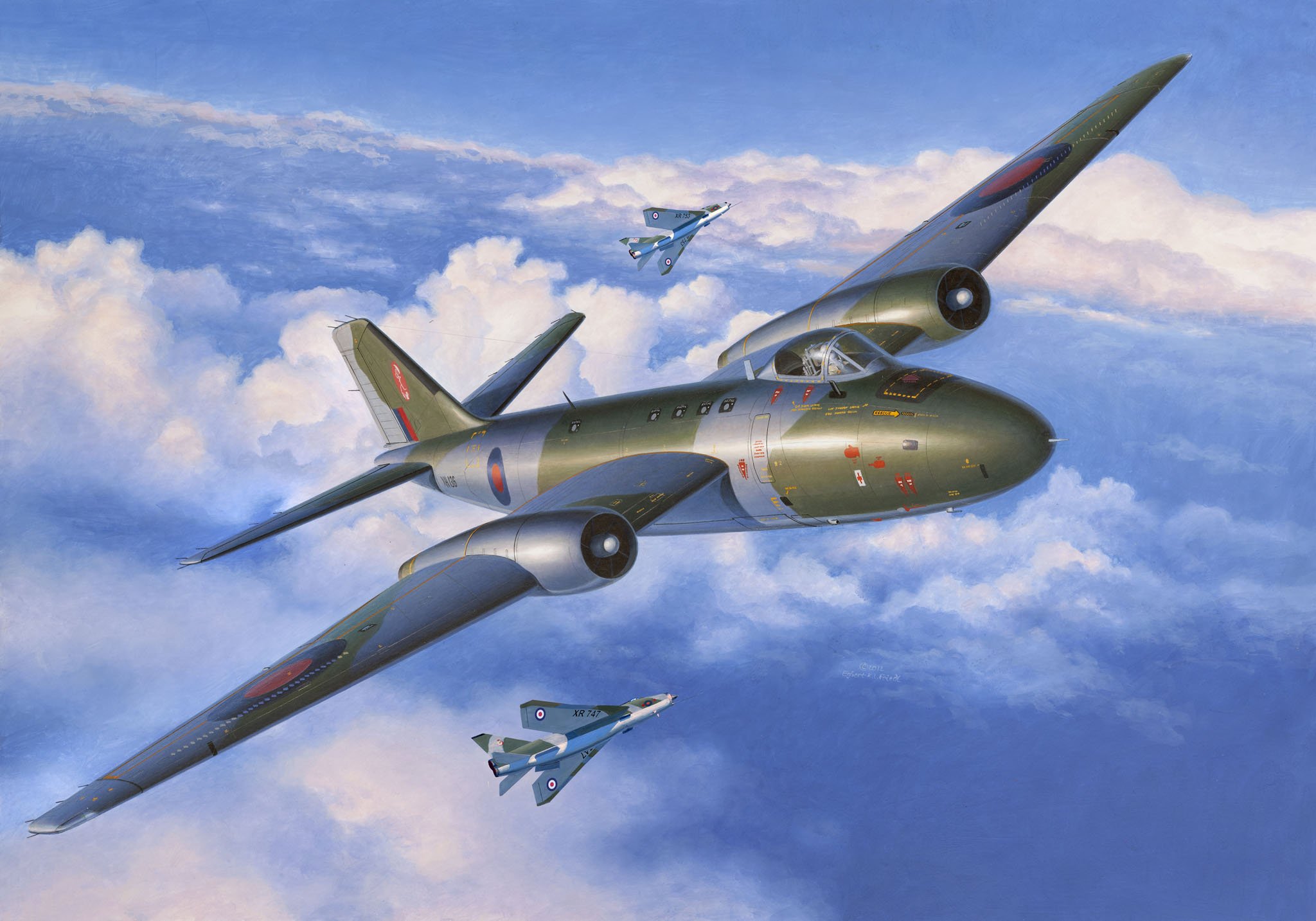 General 2048x1433 aircraft sky flying military clouds military aircraft military vehicle pilot artwork English Electric Canberra English Electric Lightning Royal Air Force Royal Navy Bomber jet fighter