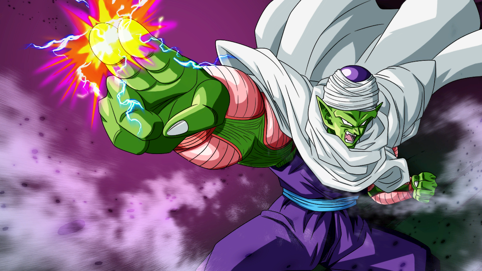 Anime 1920x1080 Dragon Ball Dragon Ball Xenoverse 2 video game art Piccolo anime creatures muscles cape looking at viewer pointy ears angry Dragon Ball Z