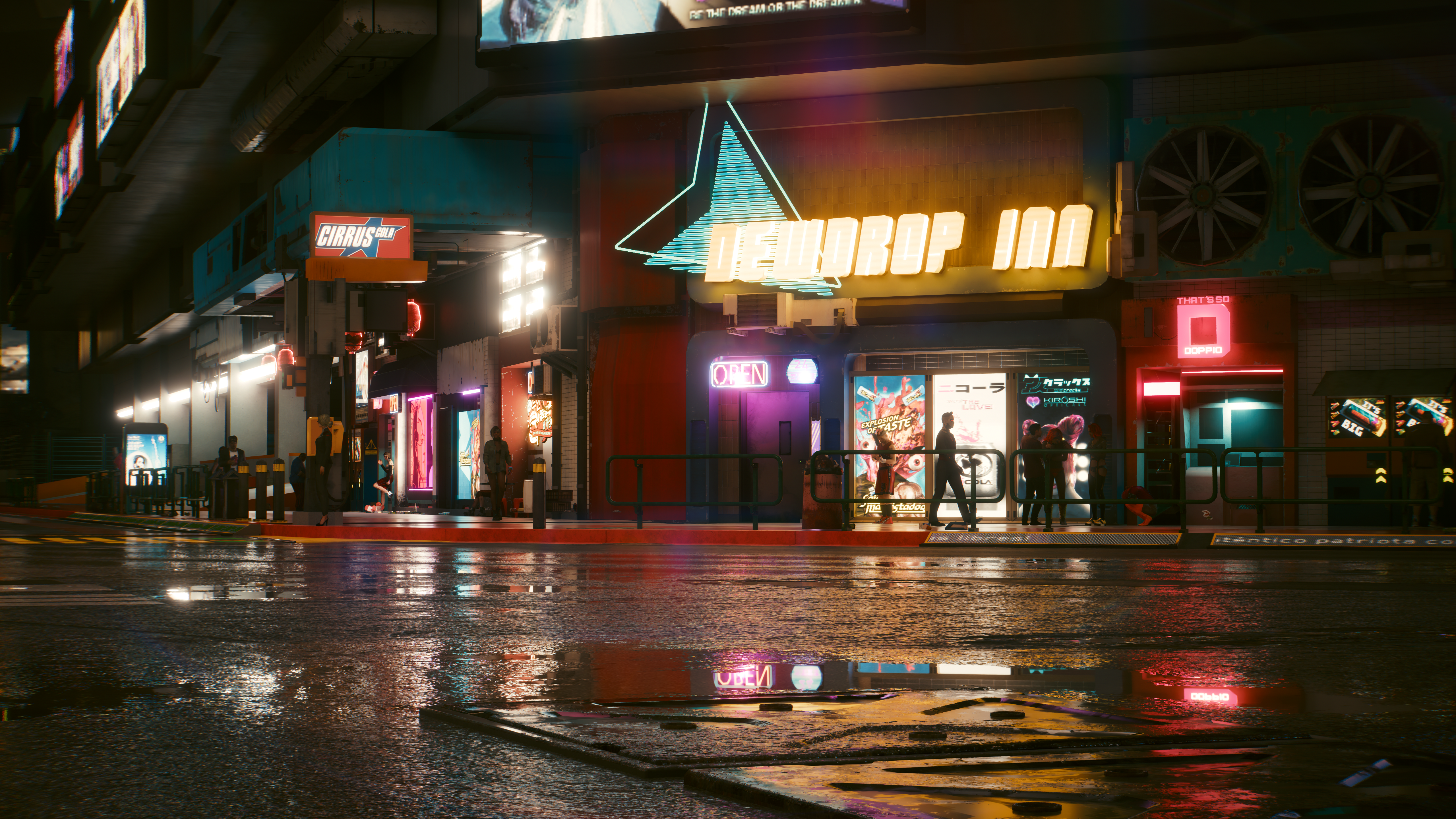 General 5120x2880 video games Nvidia RTX path tracing neon building signs CGI lights night reflection Cyberpunk 2077