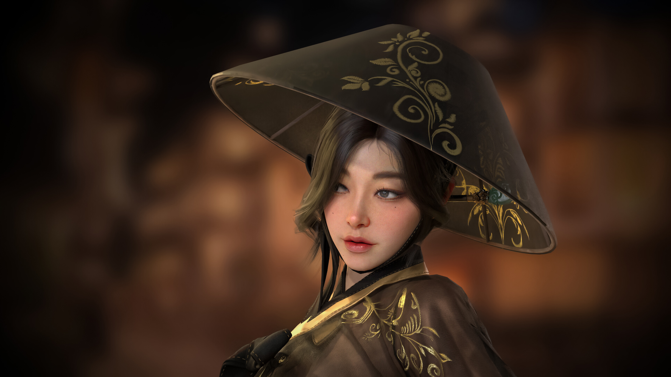 General 2276x1280 Oil Peanut CGI women hanbok Asian portrait