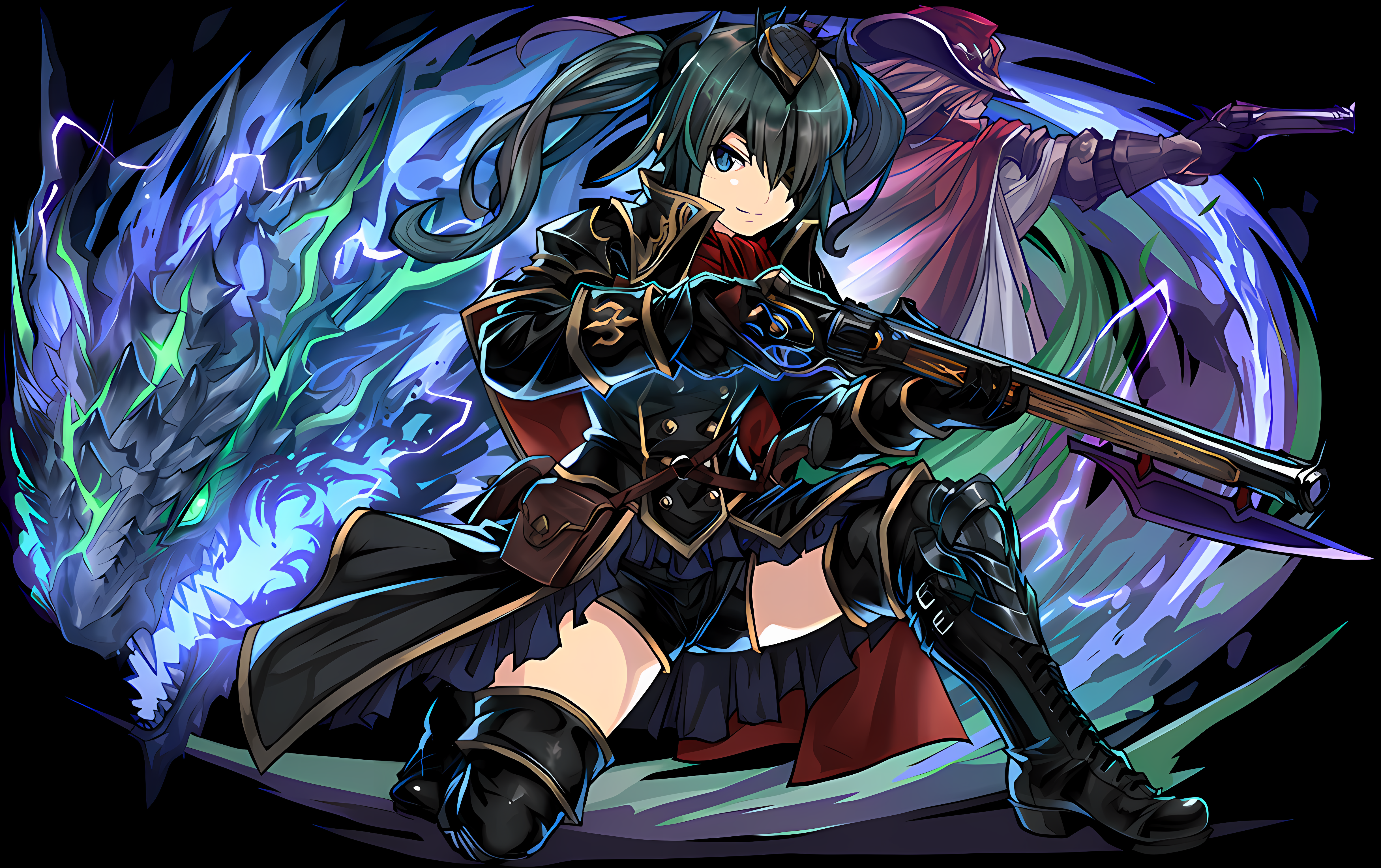 Anime 4880x3068 puzzle and dragons dragon green hair