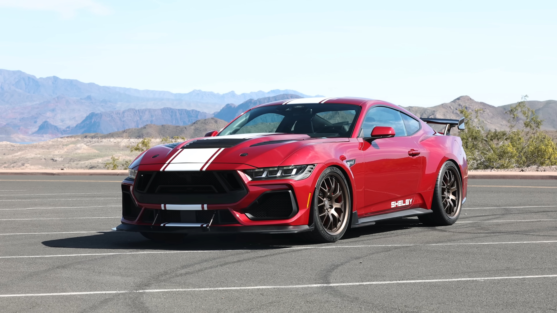 General 1920x1080 Shelby car muscle cars red striped Ford Mustang
