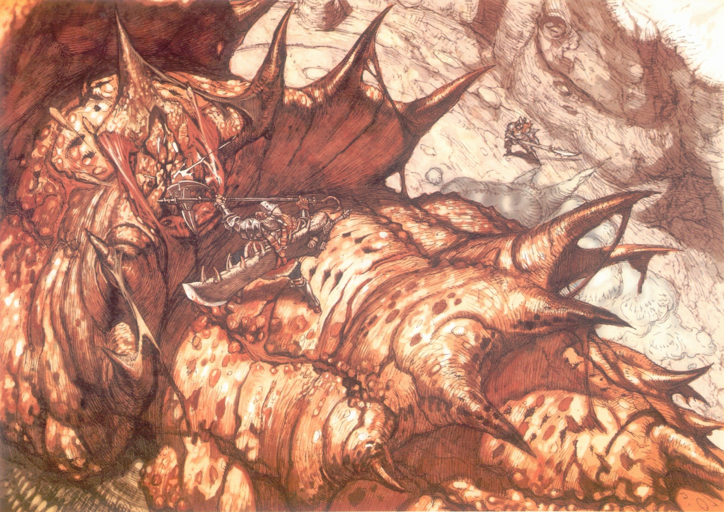 General 1437x1017 Monster Hunter sword illustration scanned image desert dragon