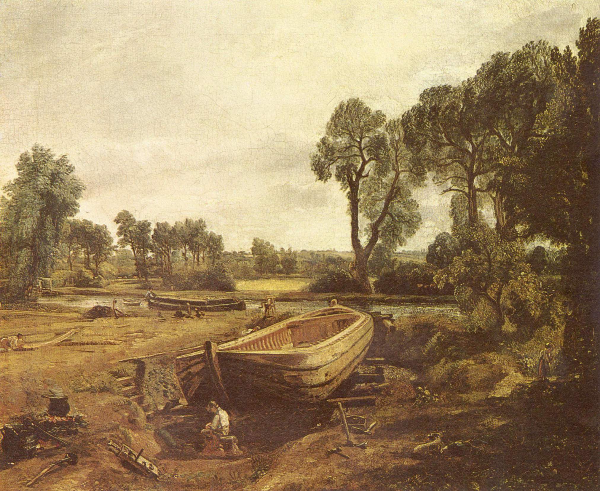 General 2024x1657 classic art painting John Constable landscape trees boat construction