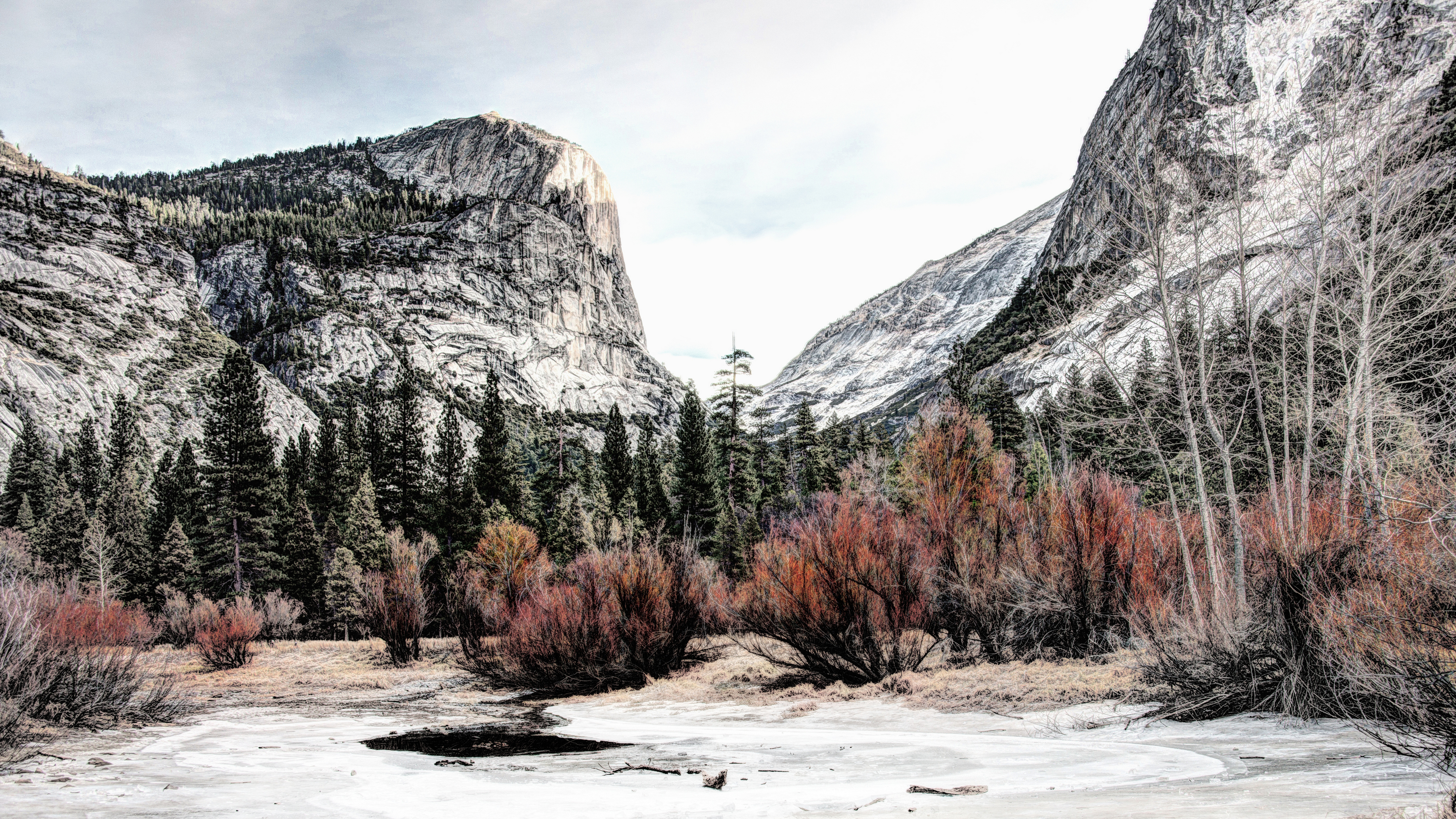 General 3840x2160 Trey Ratcliff 4K photography California snow trees mountains nature winter Yosemite Valley