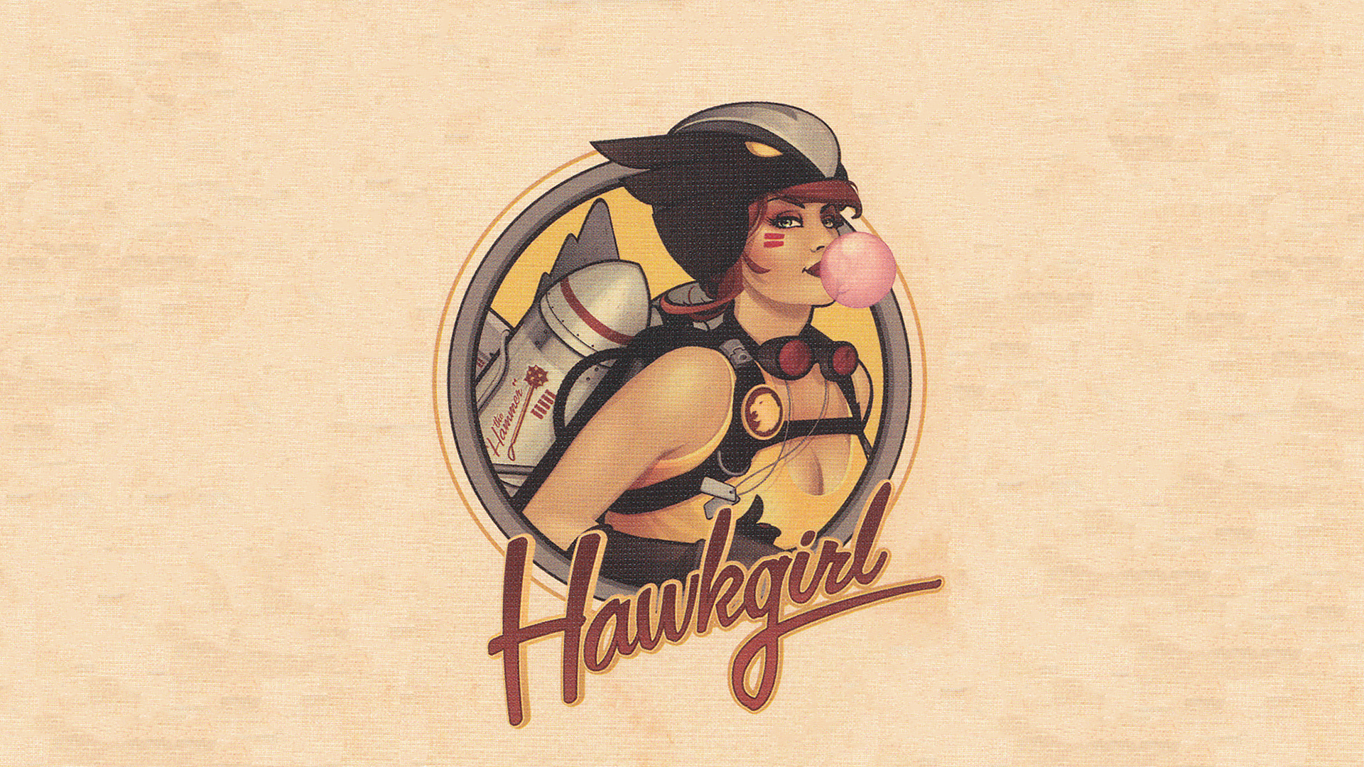 General 1920x1080 Hawkgirl DC Comics superheroines texture comics redhead Bombshells beige beige background