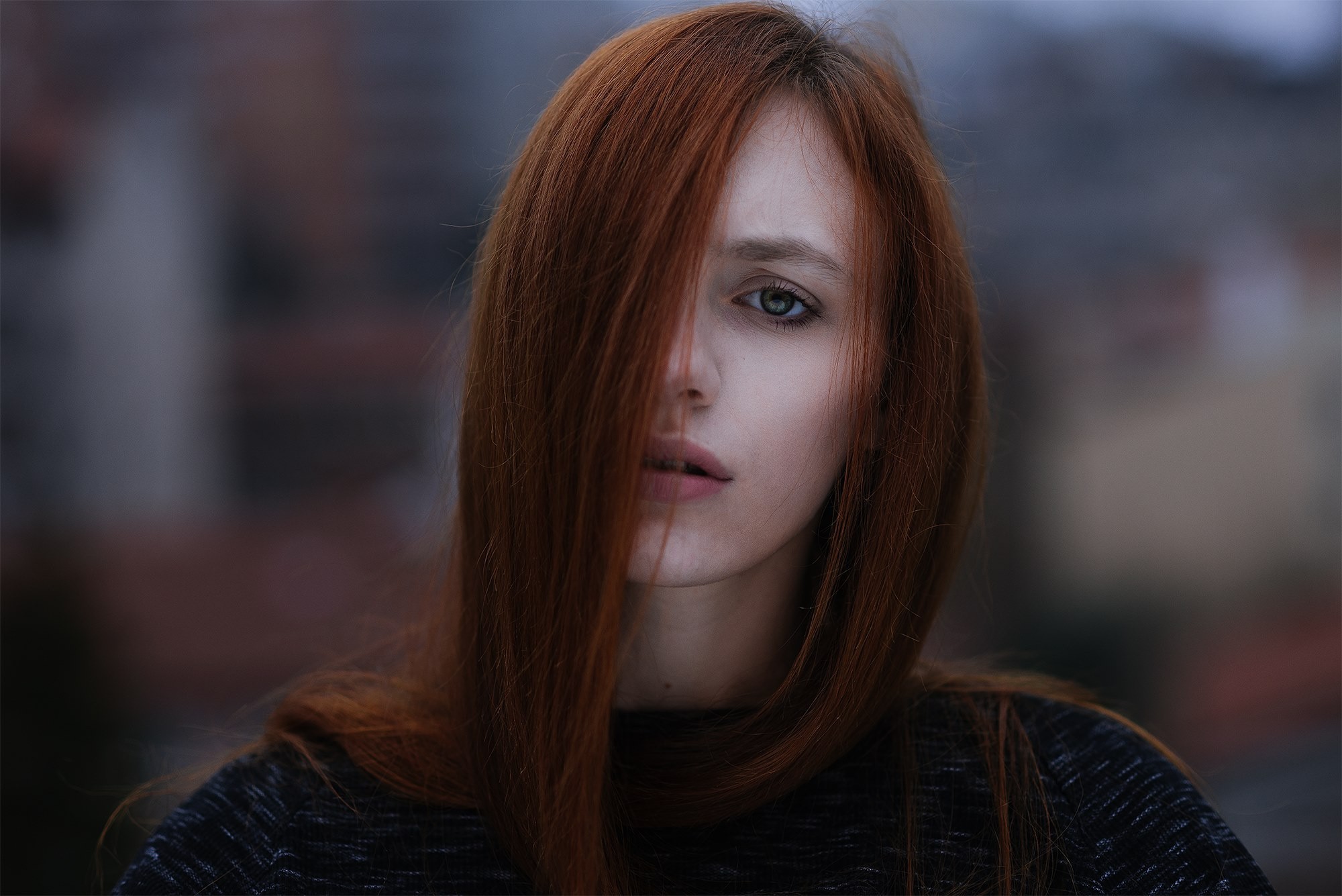 People 2000x1335 women face redhead portrait hair in face depth of field Michael Färber