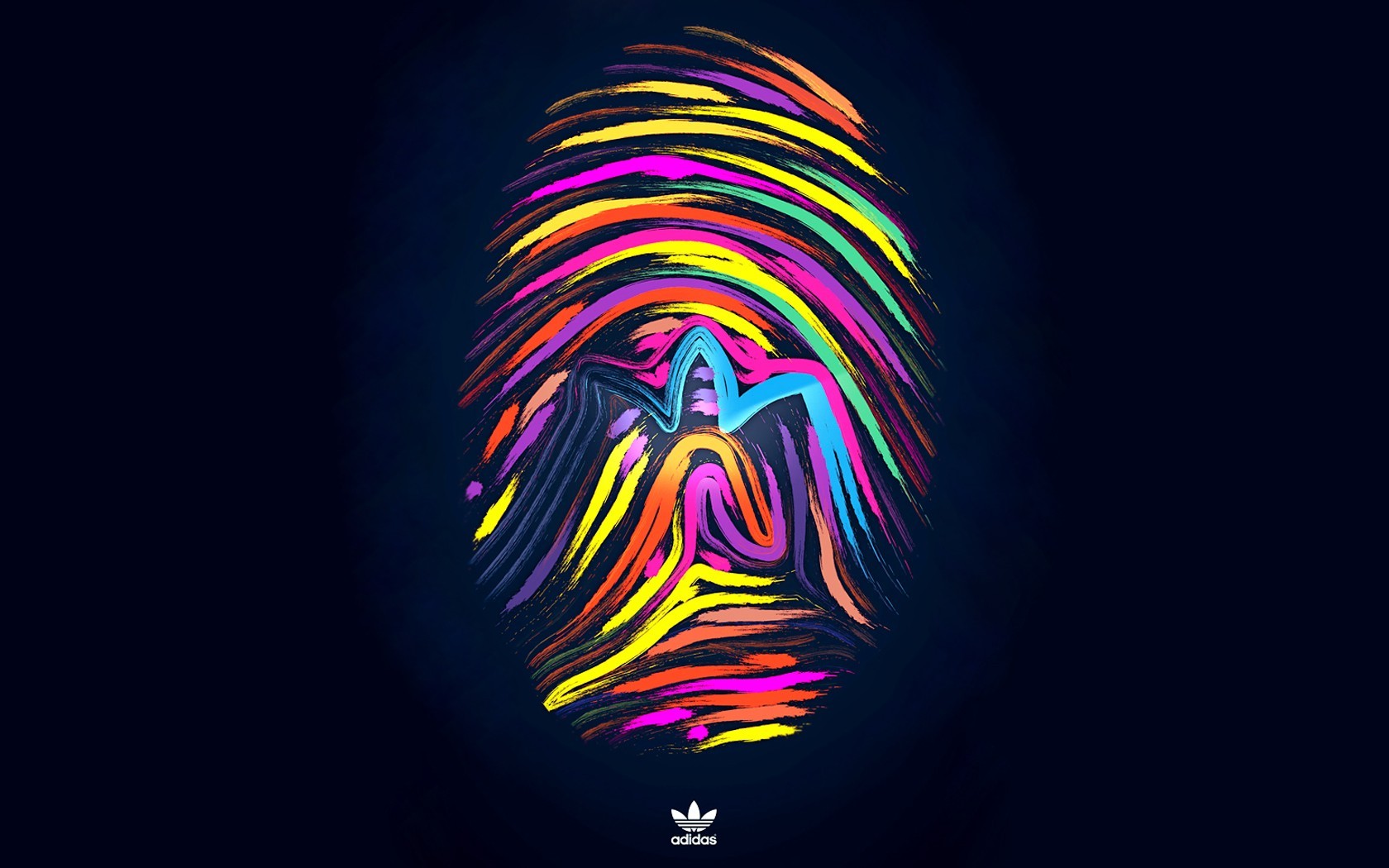 General 1680x1050 Adidas logo blue colorful fingerprint blue background brand digital art dark background artwork