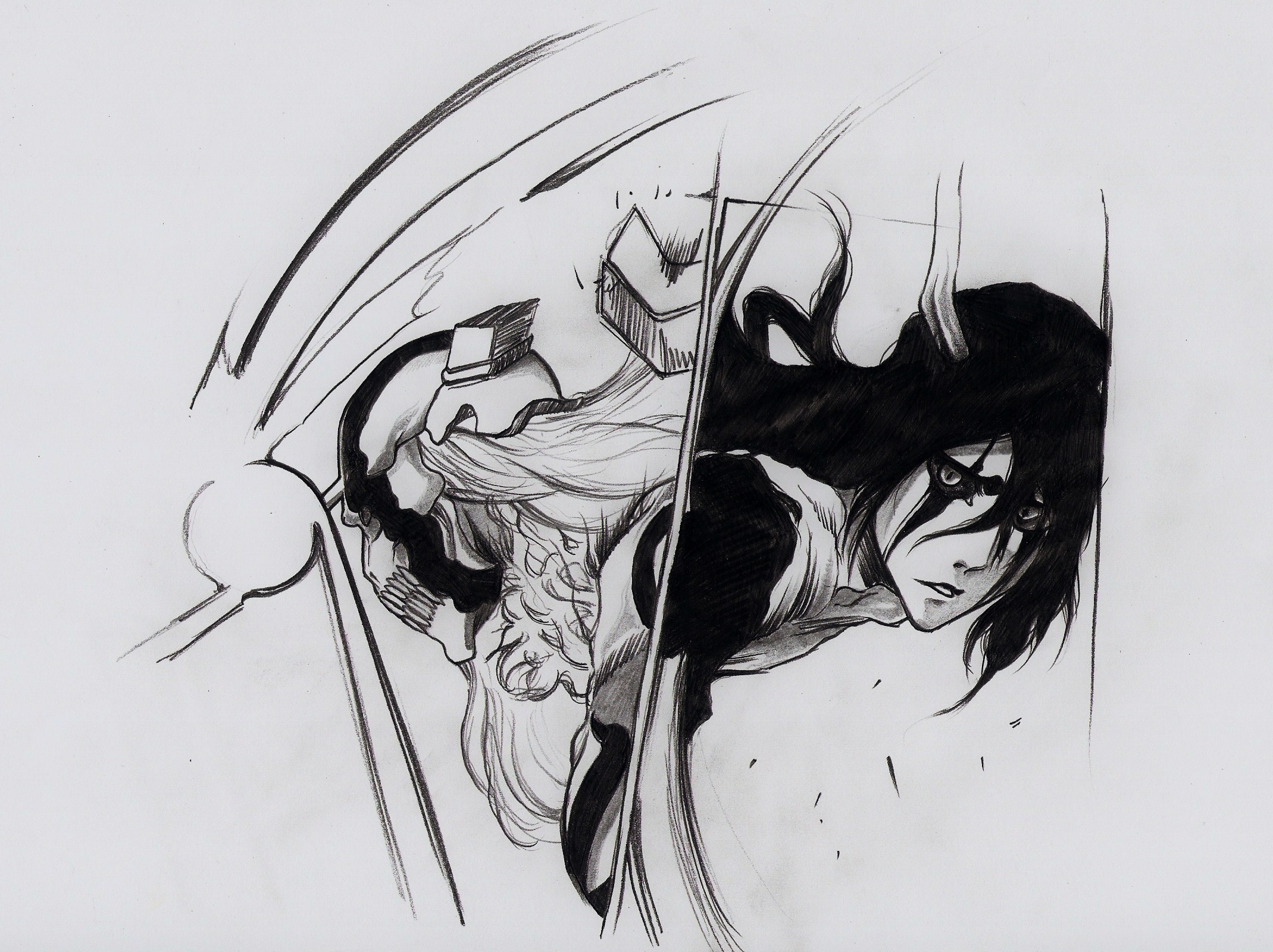 Anime 2139x1600 Bleach anime Kurosaki Ichigo white background monochrome simple background