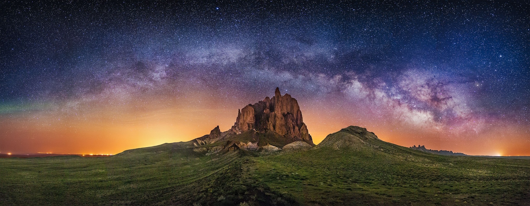 General 2048x796 nature photography landscape Milky Way starry night rocks lights galaxy long exposure New Mexico