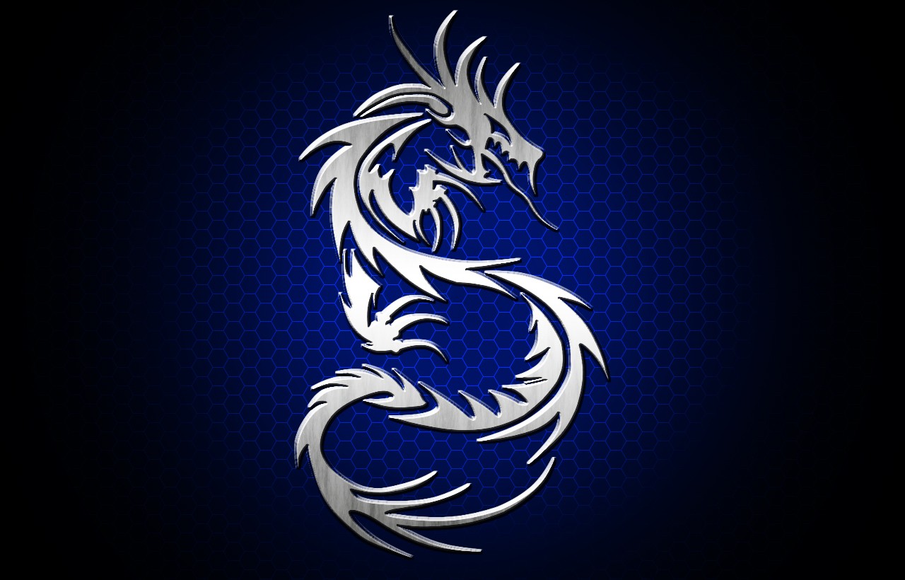 General 1280x820 dragon tribal  blue silver grid digital art