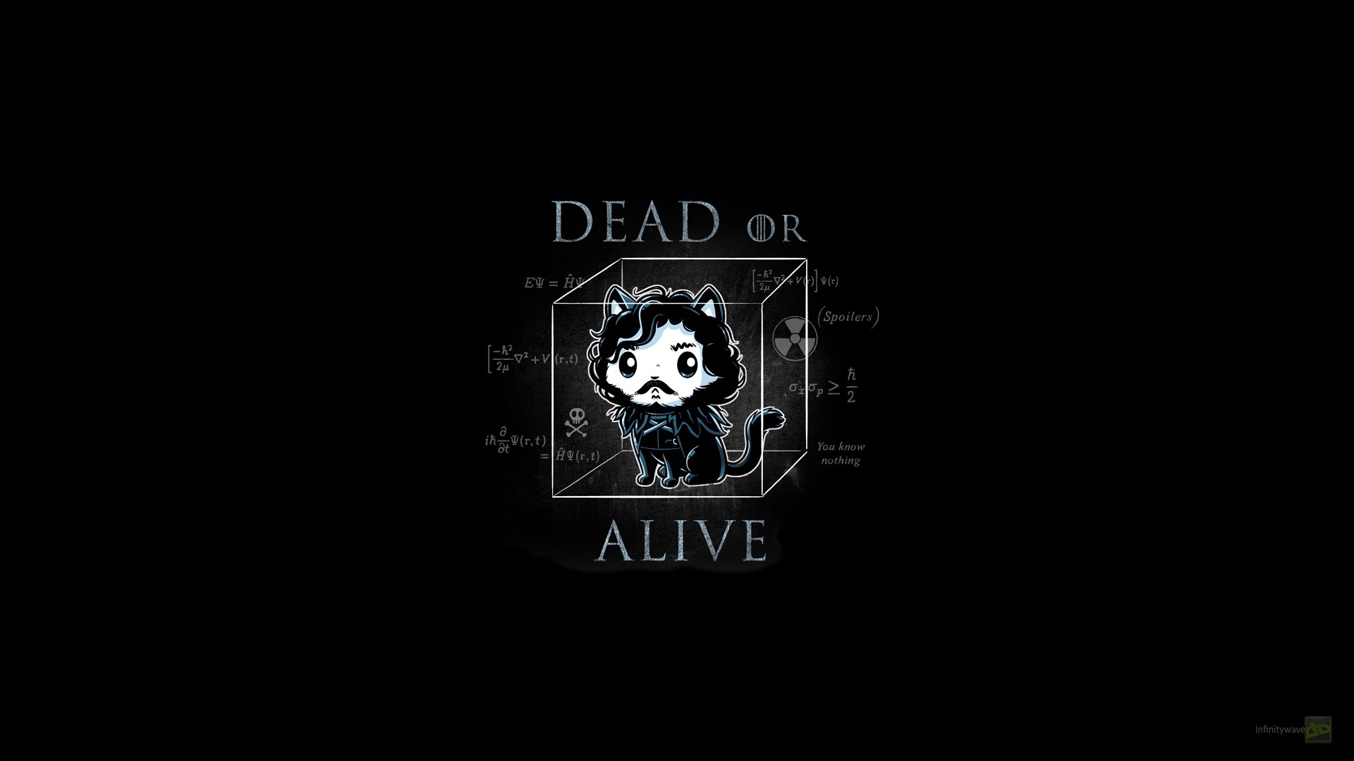 General 1920x1080 cats Game of Thrones Jon Snow artwork quantum theory humor TV series fan art black background simple background