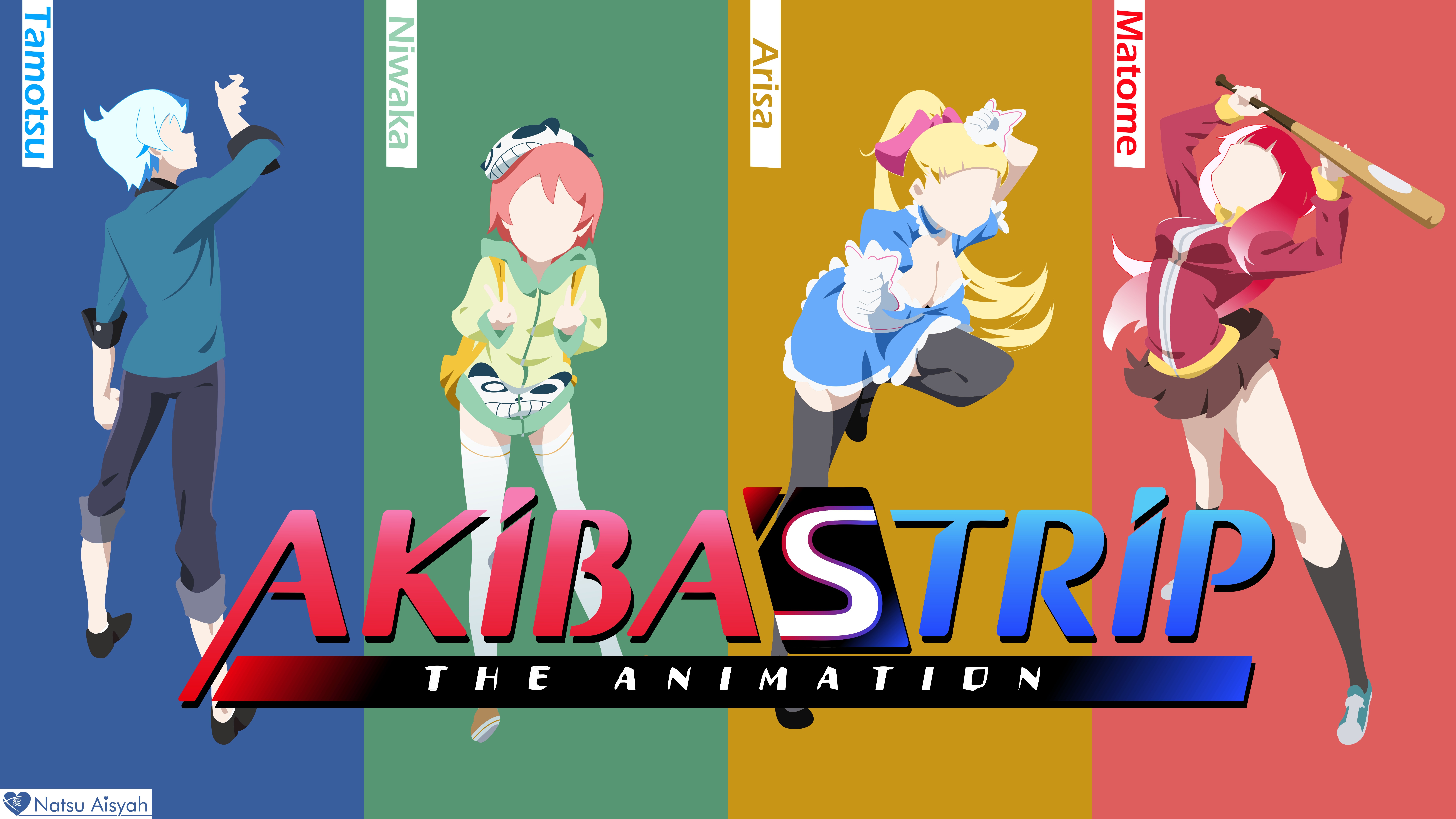 Anime 9600x5400 Akiba's Trip Manseika Matome anime collage anime girls anime boys baseball bat legs