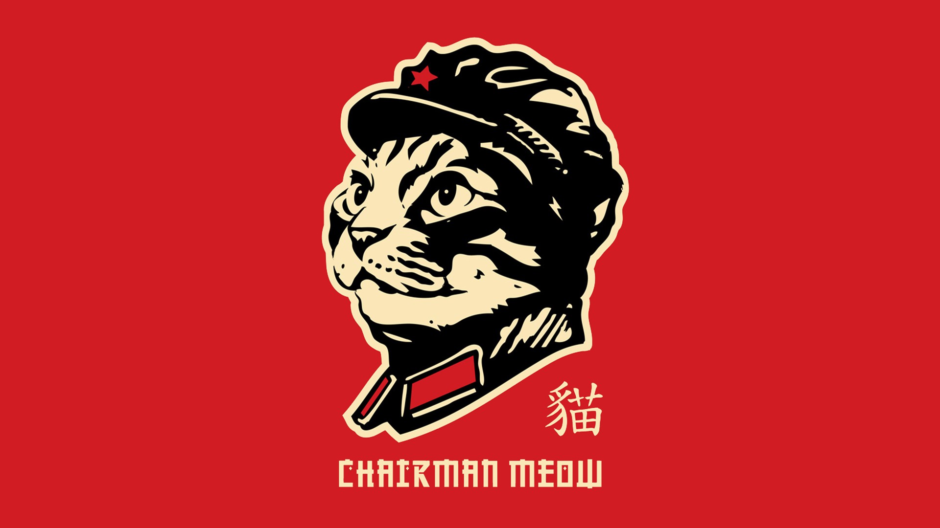 General 1920x1080 cats minimalism humor parody red background simple background artwork communism