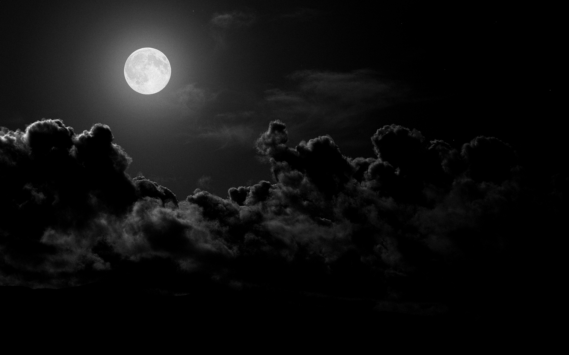 General 1920x1200 clouds moonlight dark nature Moon monochrome night sky black full moon sky