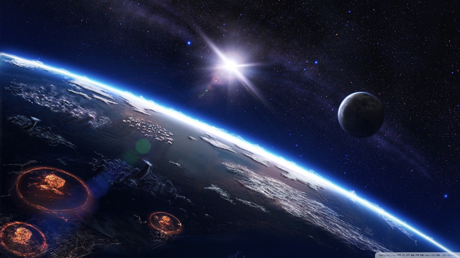 General 1920x1080 space atomic bomb digital art apocalyptic planet space art
