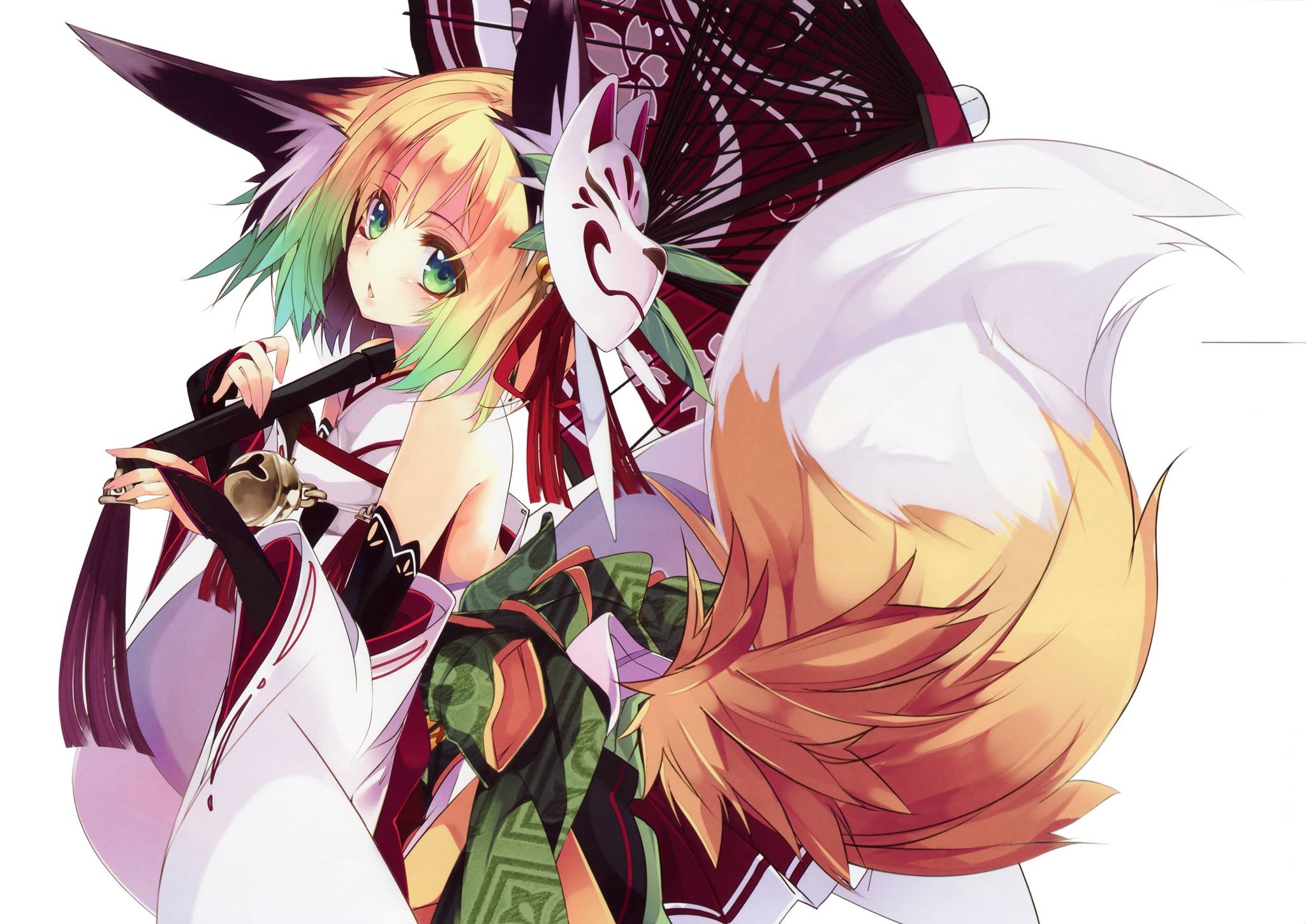 Anime 2048x1449 anime anime girls fox girl fantasy art fantasy girl white background