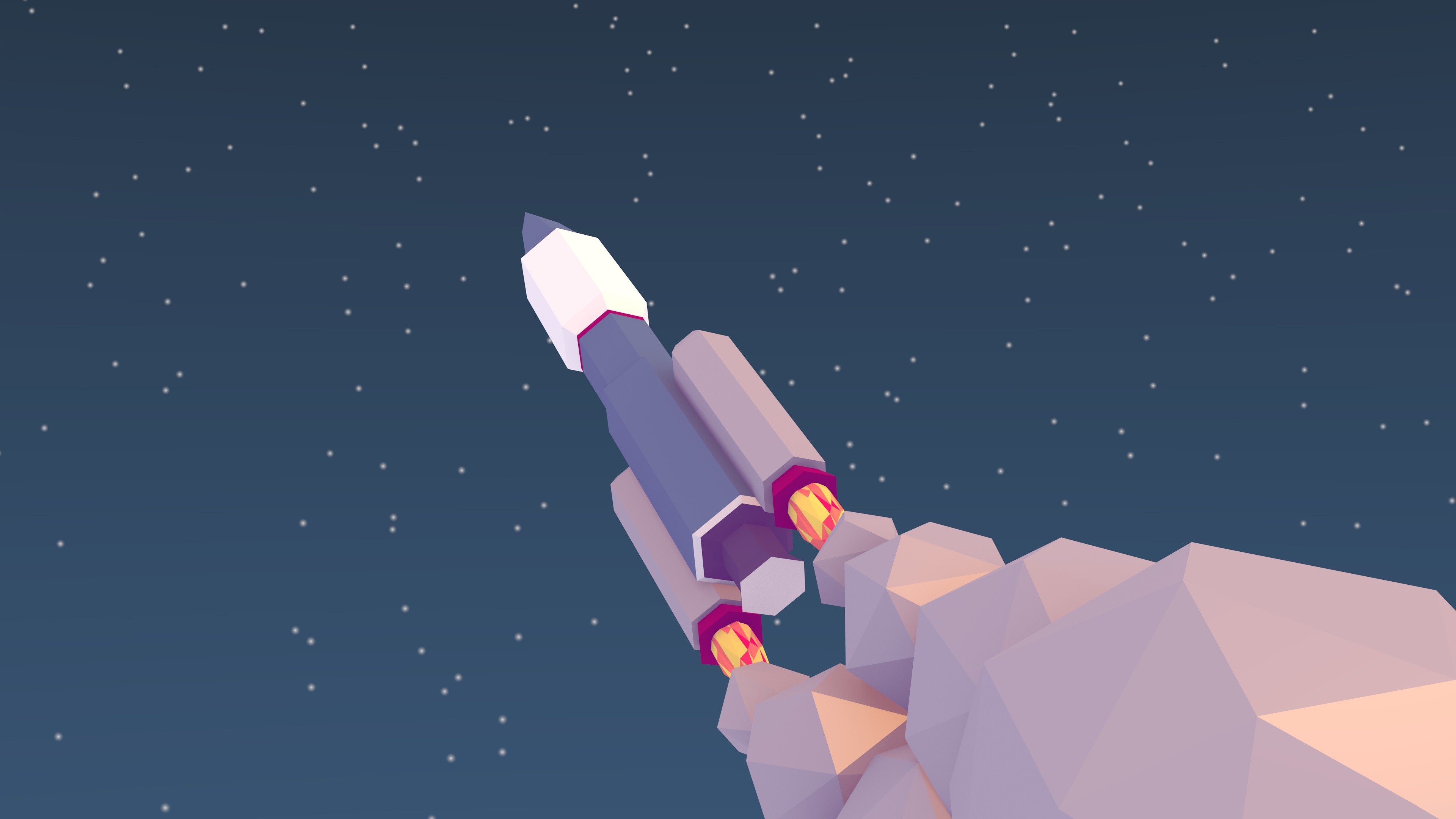 General 3840x2160 space low poly rocket vehicle sky stars