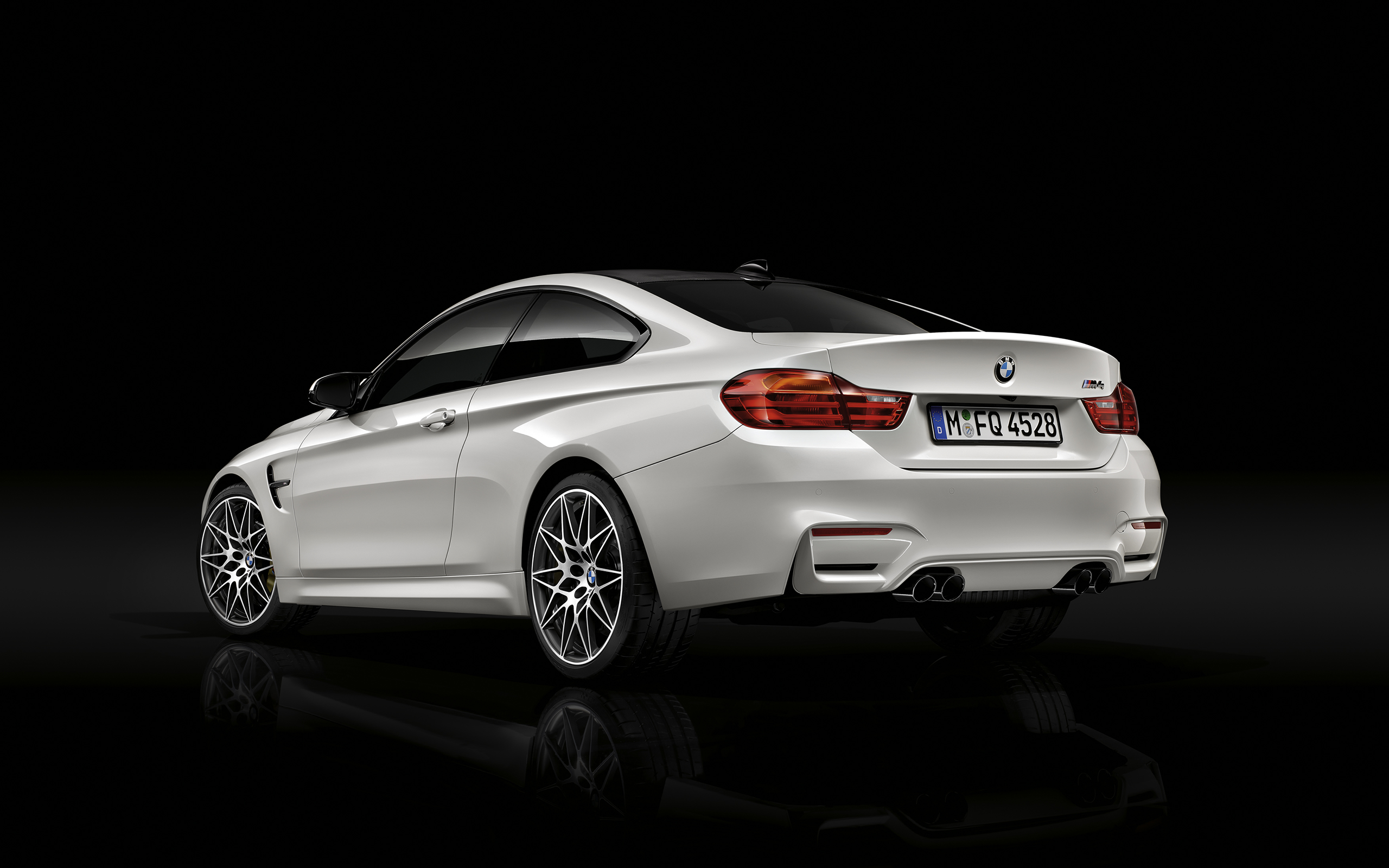 General 2560x1600 BMW M4 car vehicle reflection simple background BMW white cars black background numbers German cars