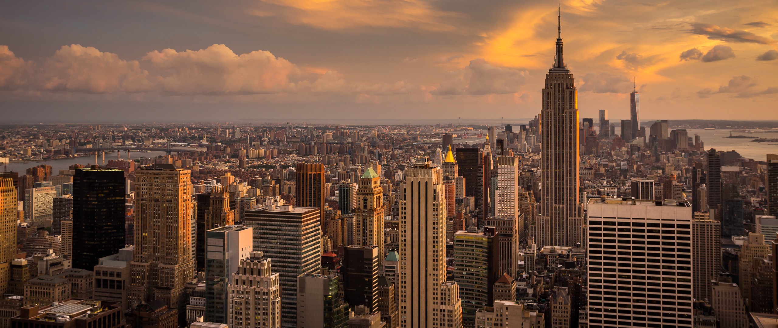 General 2560x1080 New York City Manhattan morning Empire State Building city clouds cityscape USA