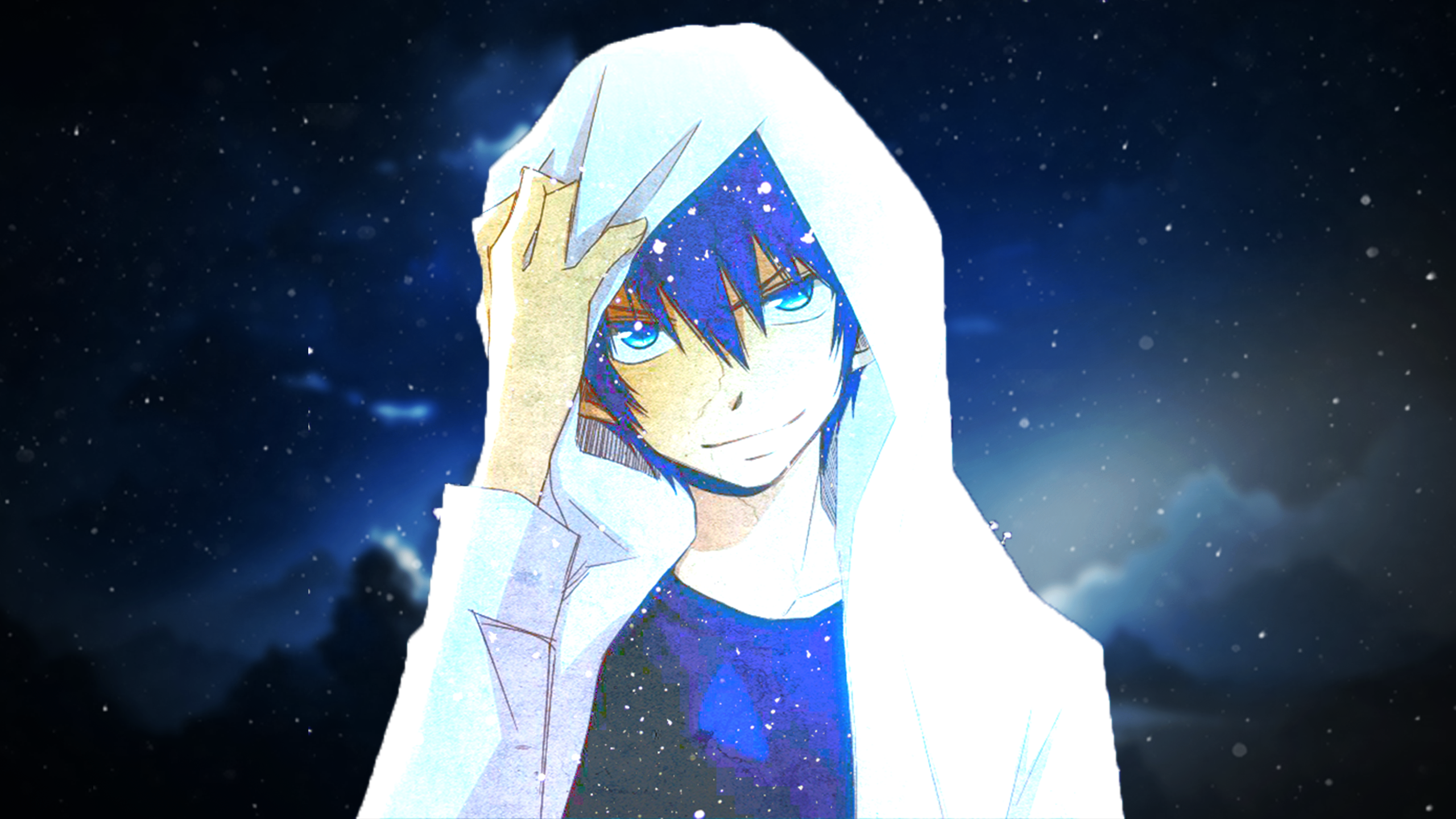 Anime 2560x1440 anime Blue Exorcist blue Okumura Rin anime boys hoods aqua eyes sky