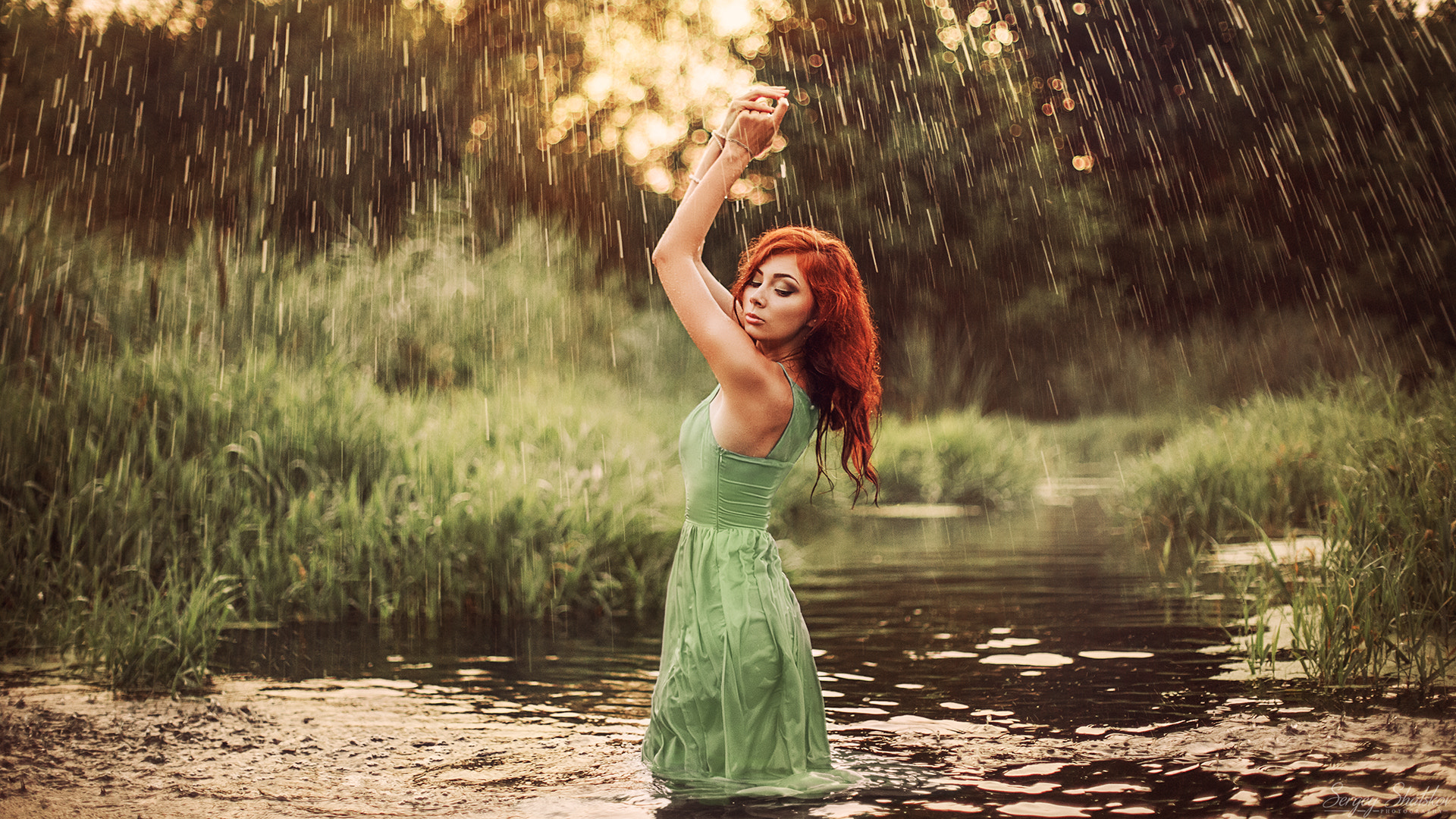 People 1920x1080 Sergey Shatskov arms up redhead nature women 500px women outdoors