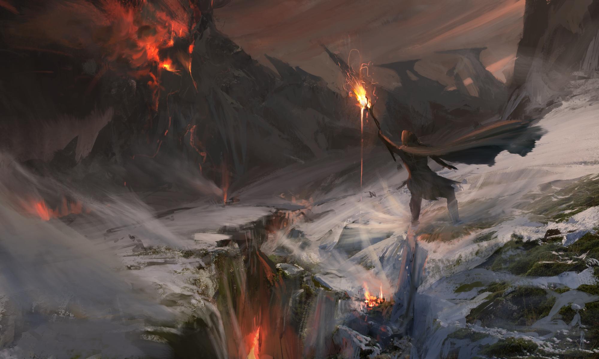 General 2000x1200 volcano Earth fantasy art wizard digital art